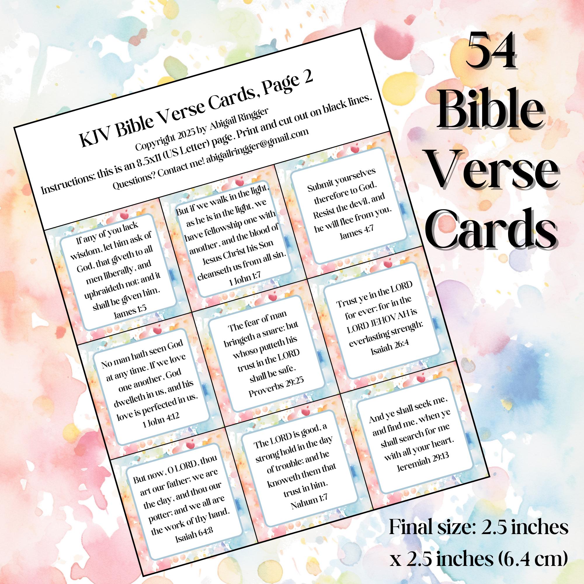 Printable Bible Verse Cards - 54 KJV Scriptures to post around your home and hide in your heart! Wat