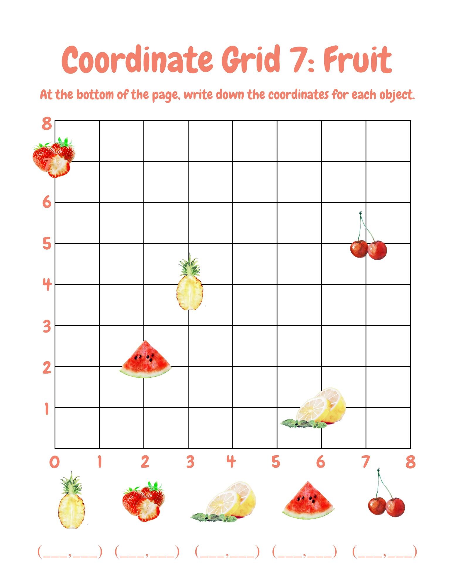 Coordinate Grid Activities with Pictures | Summer theme | Math practice for Homeschool or Elementary