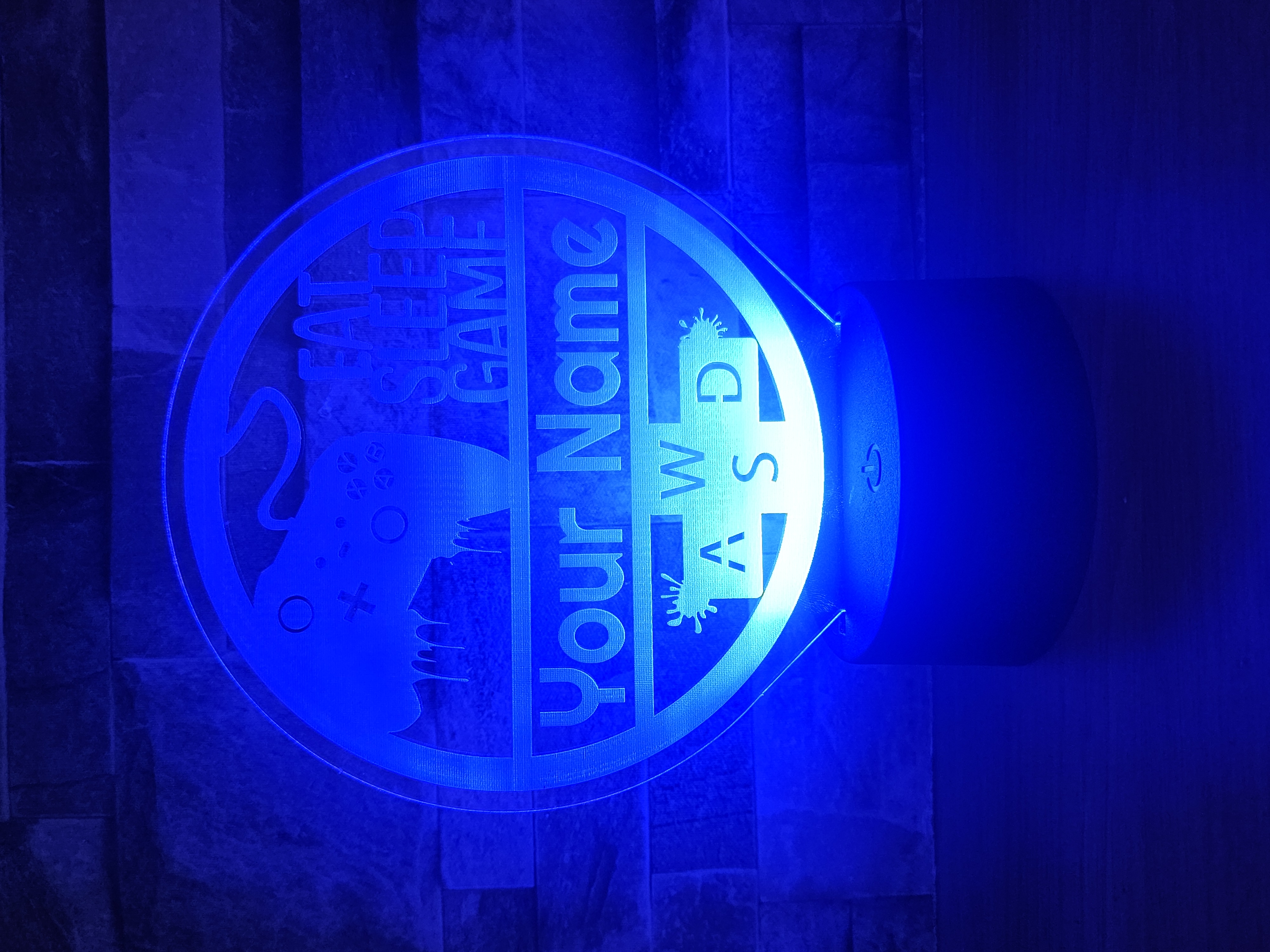 Personalised Gamer LED Light – Custom Name “Eat Sleep Game” Night Lamp with Controller & WASD Keys