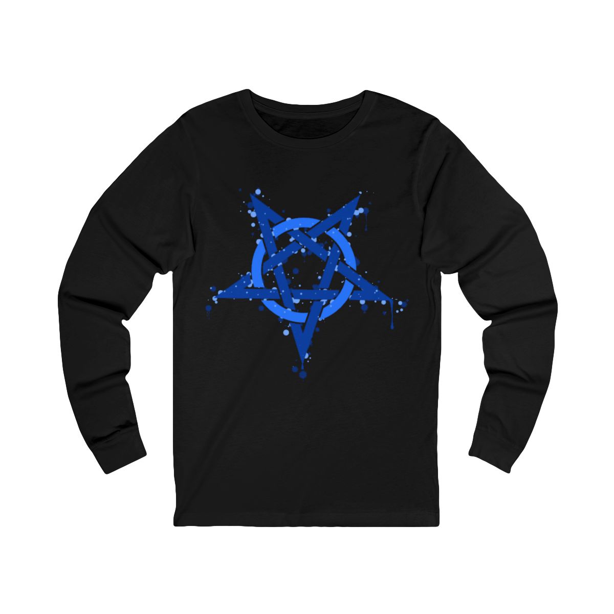 Blue Inverted Spotted Pentagram Long Sleeve T-Shirt