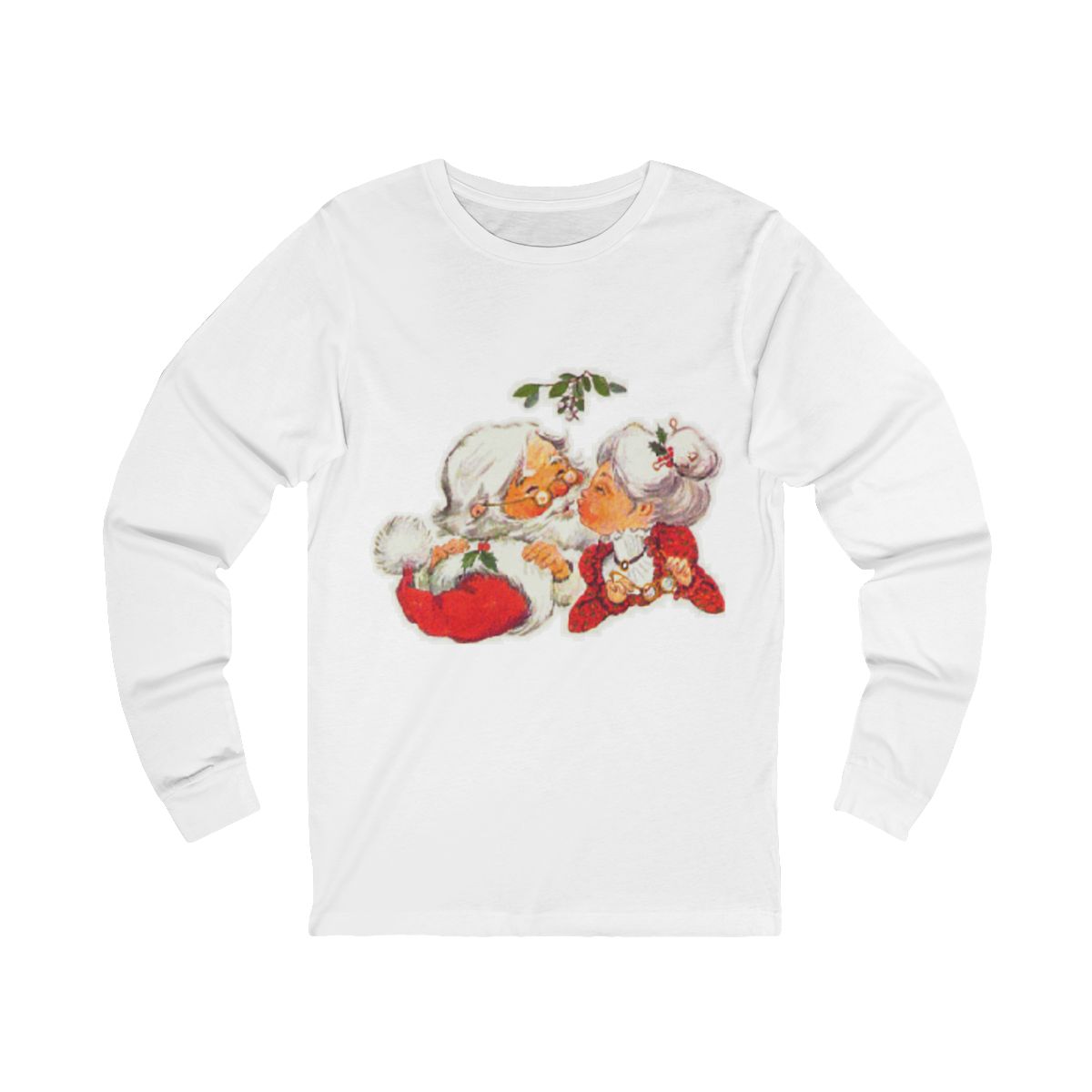 Vintage Christmas Santa Kissing Mrs Claus Long Sleeve T-Shirt