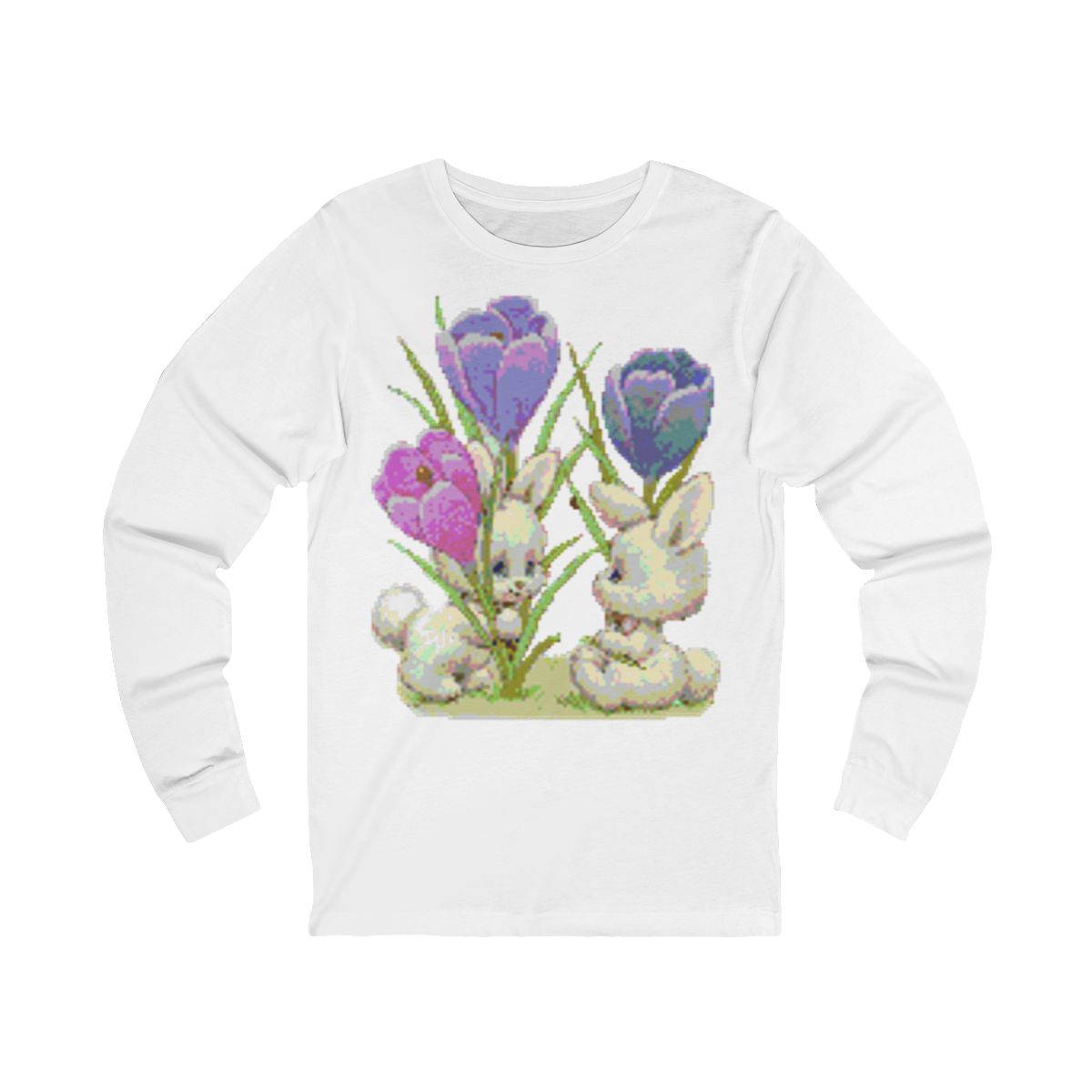 Vintage Cute Baby Bunnies And Tulips Long Sleeve T-Shirt