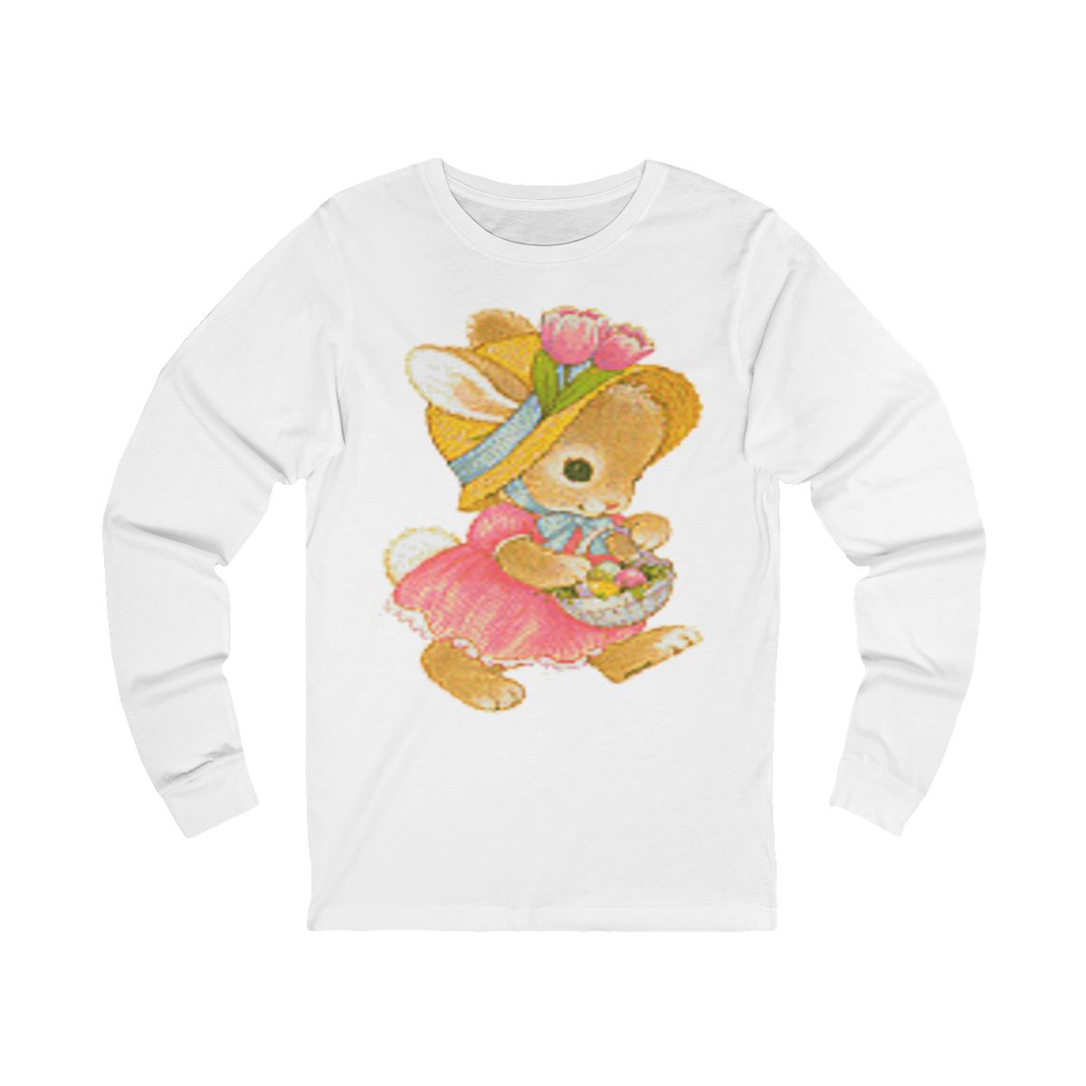 Vintage Cute Easter Day Bunny Girl Long Sleeve T-Shirt