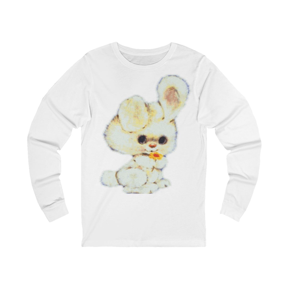 Vintage Cute White Bunny Rabbit Long Sleeve T-Shirt