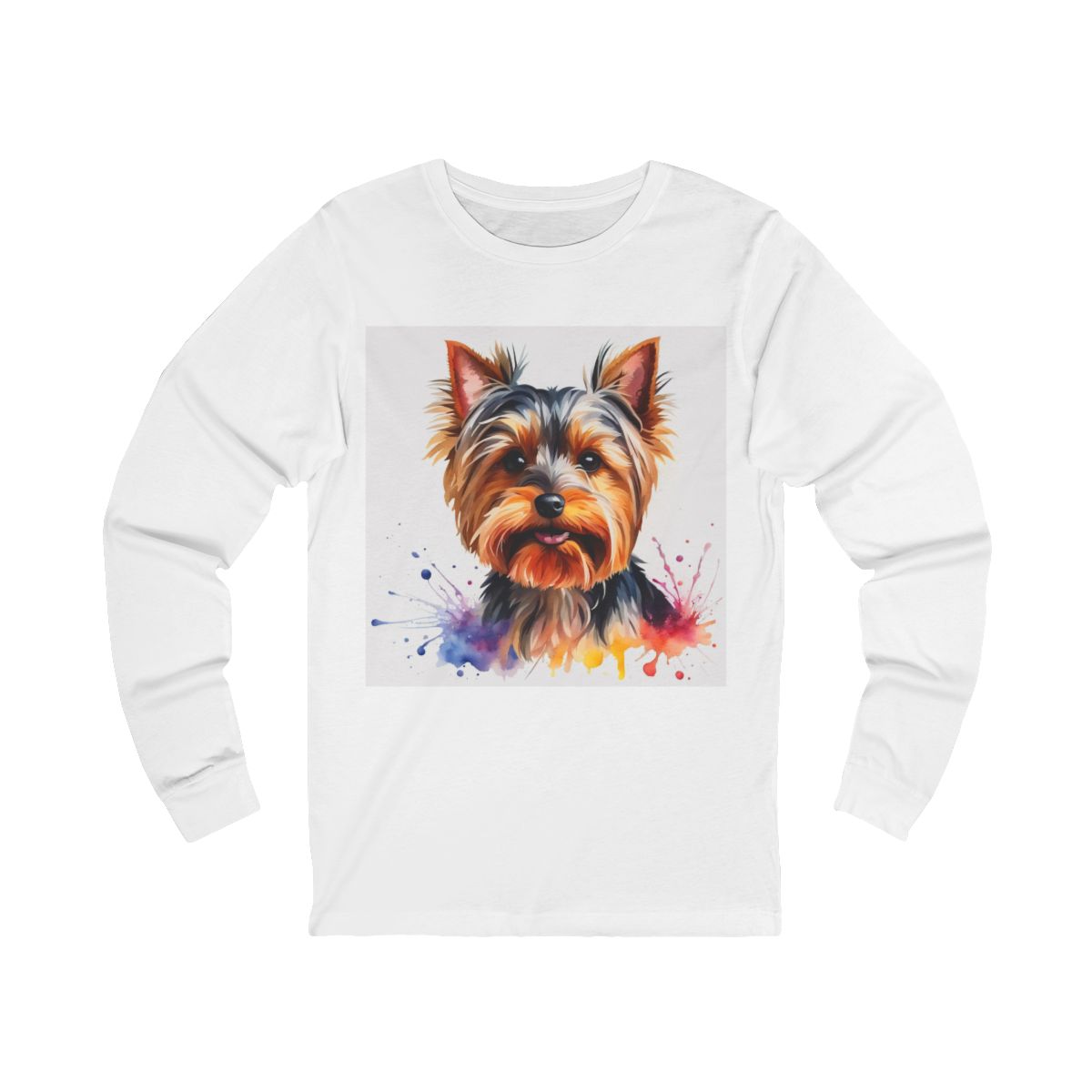 Yorkshire Terrier Dog Cute Watercolour Long Sleeve T-Shirt
