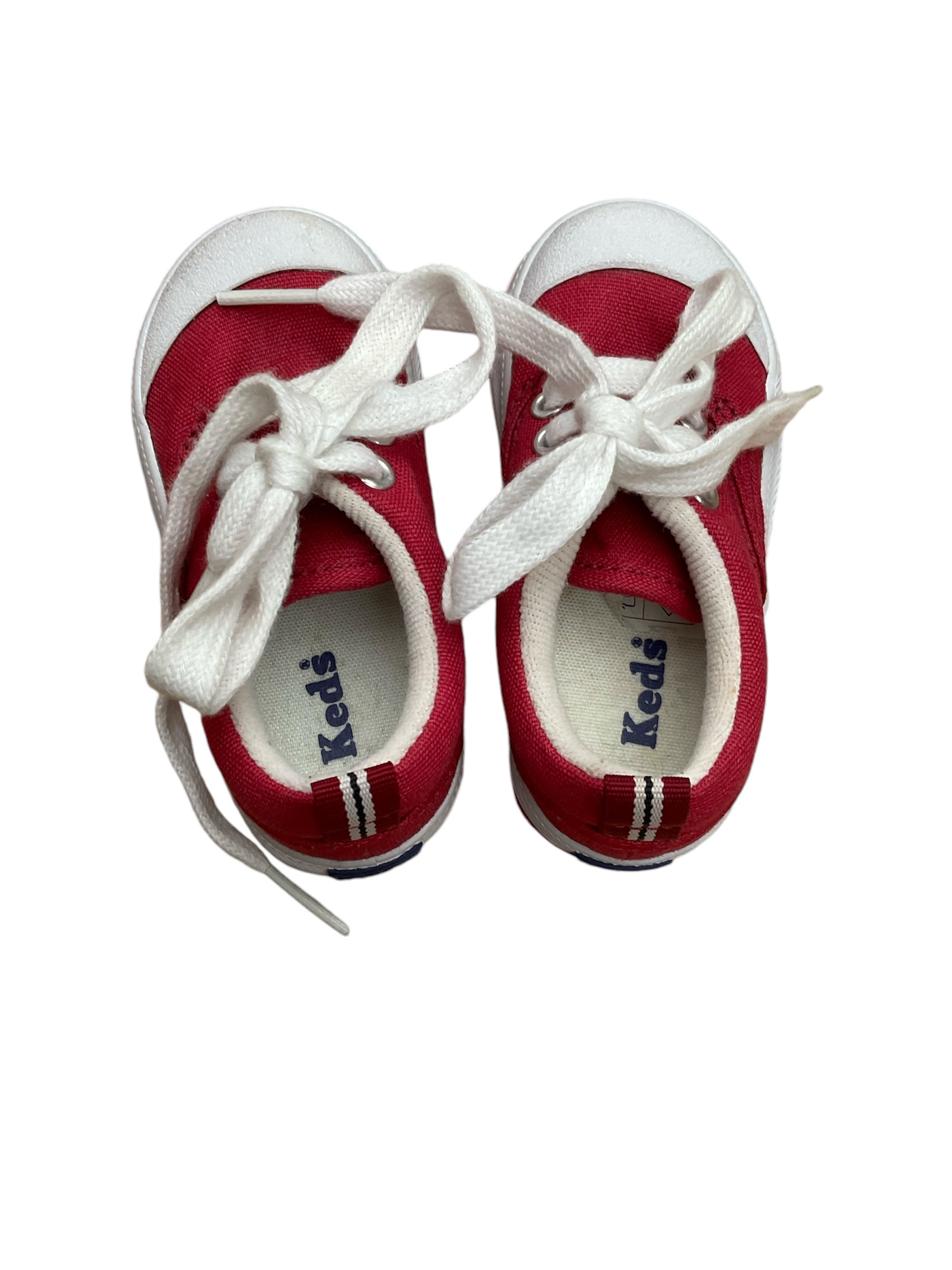 Baby boy girl red canvas Keds lace up shoes 3.5