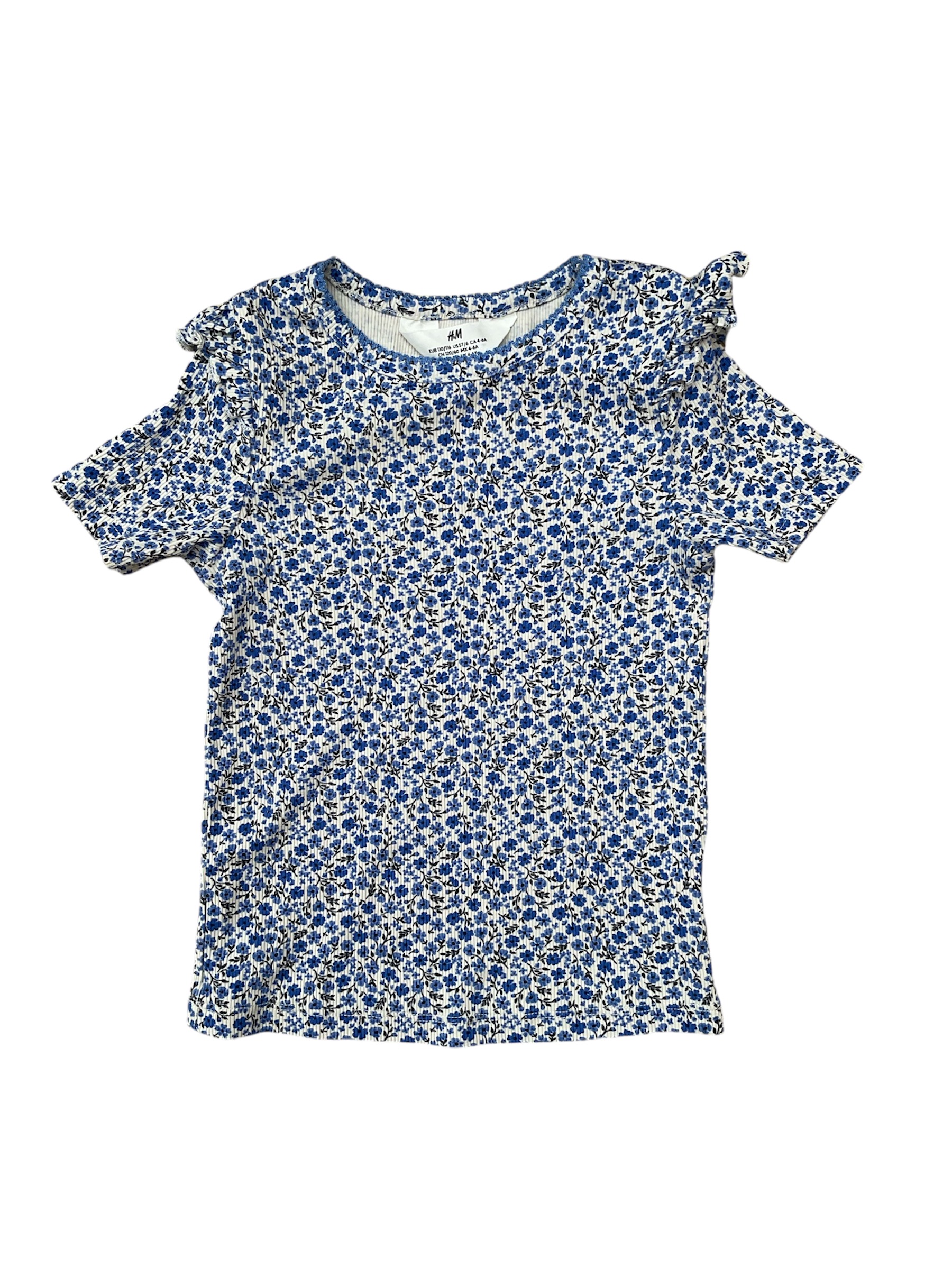 H&M girls floral t-shirt with frills 4-6 years