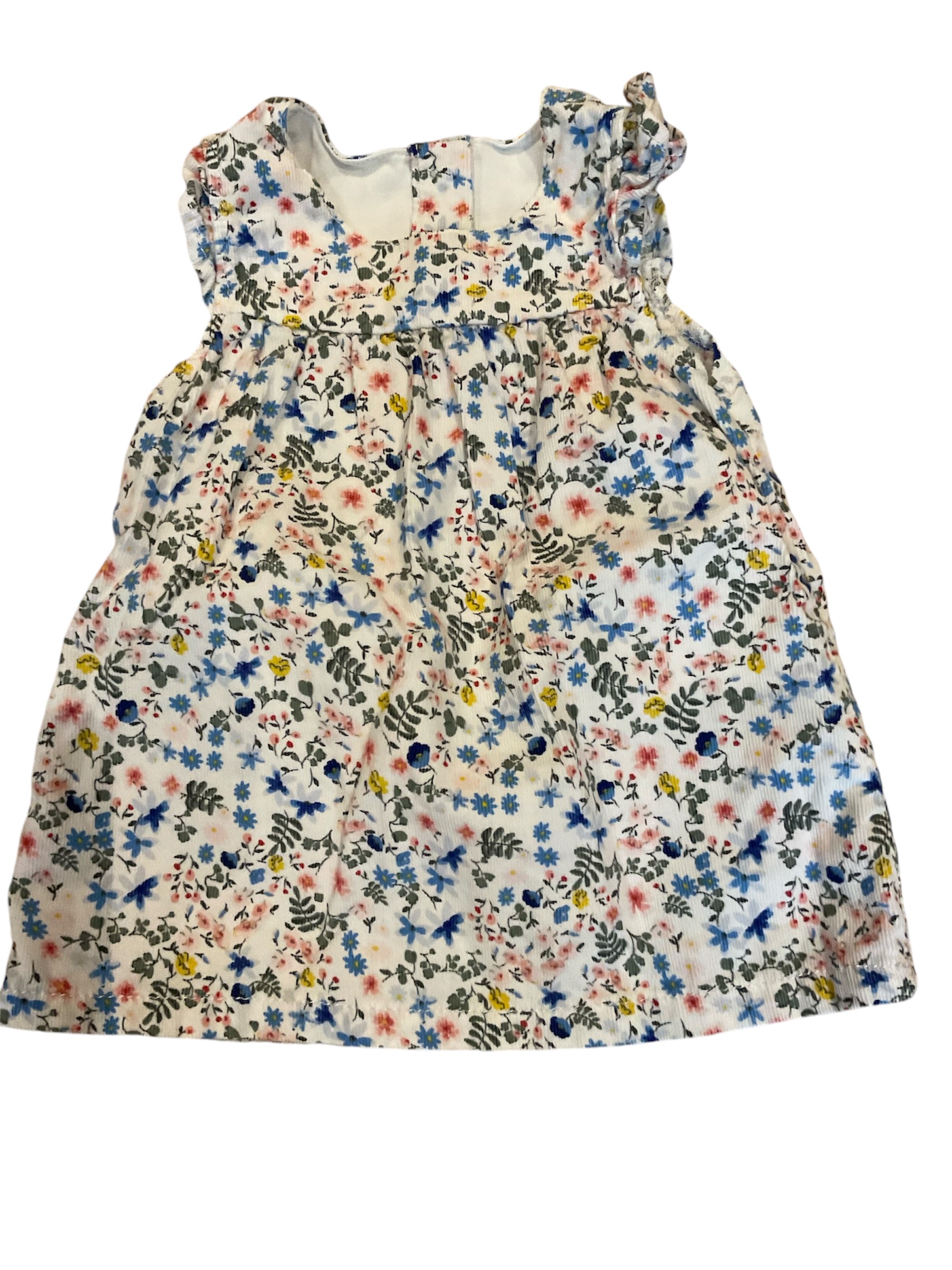 M&S pretty floral fine cord baby girl dress 0-3 months