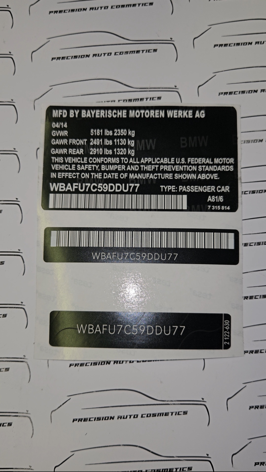 Replacement Vin Label/Sticker Set