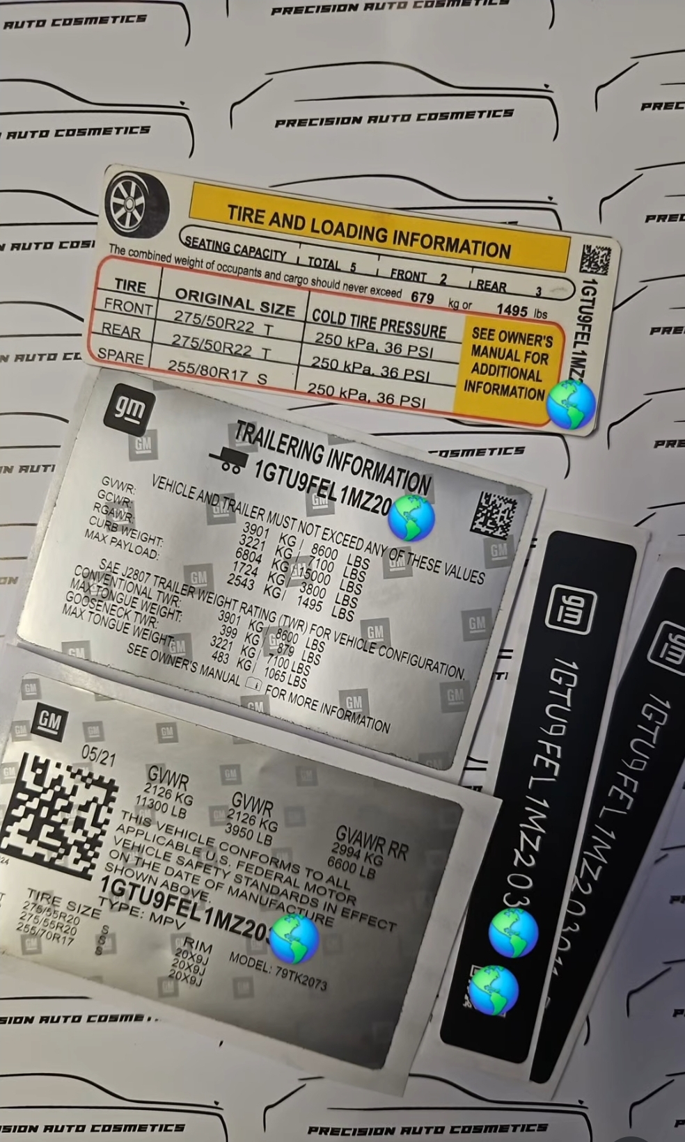 Chevrolet Vin Label/Sticker Set