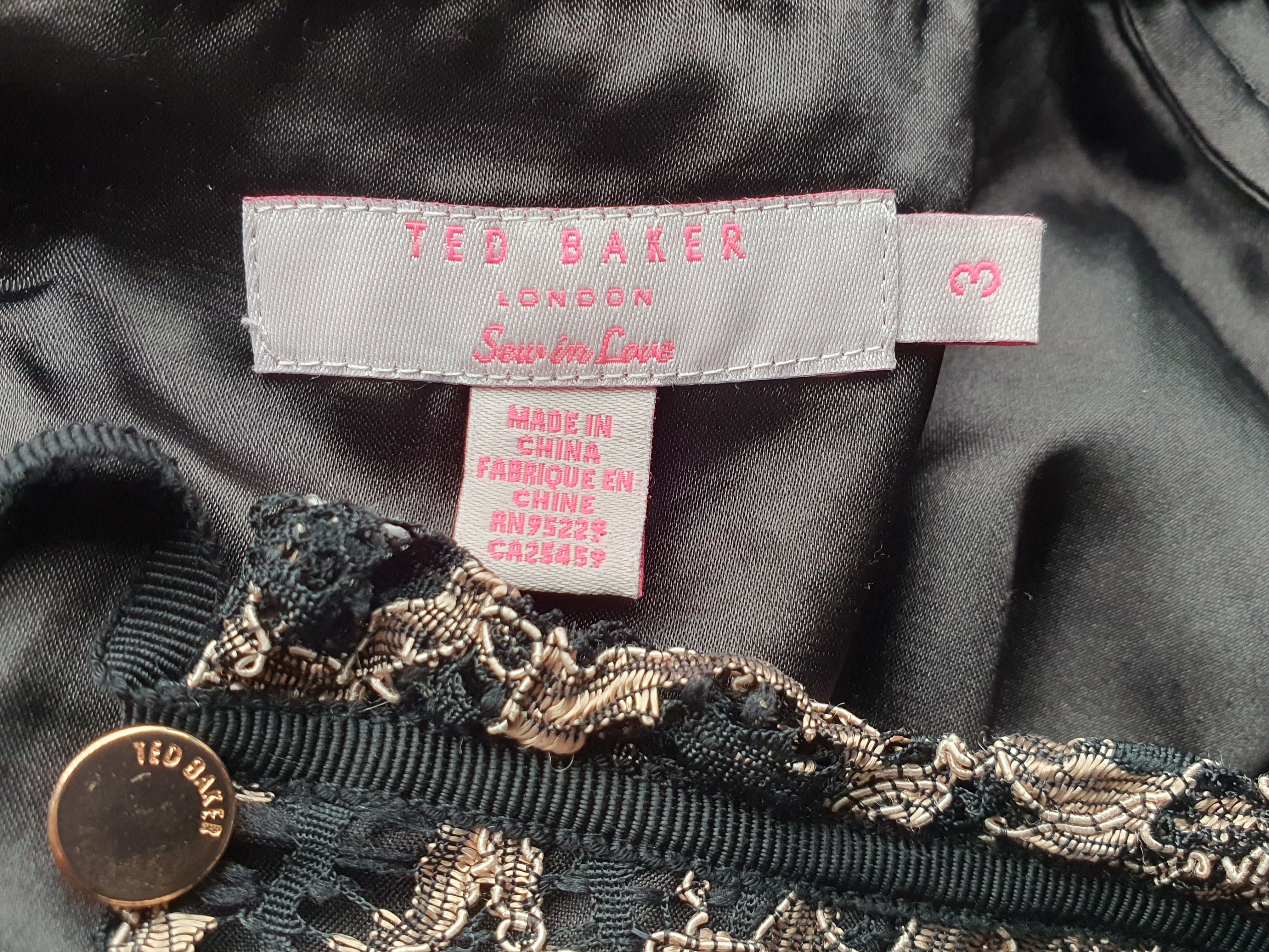 TED BAKER Elke Lace Shift Dress Size Ted 3, UK12