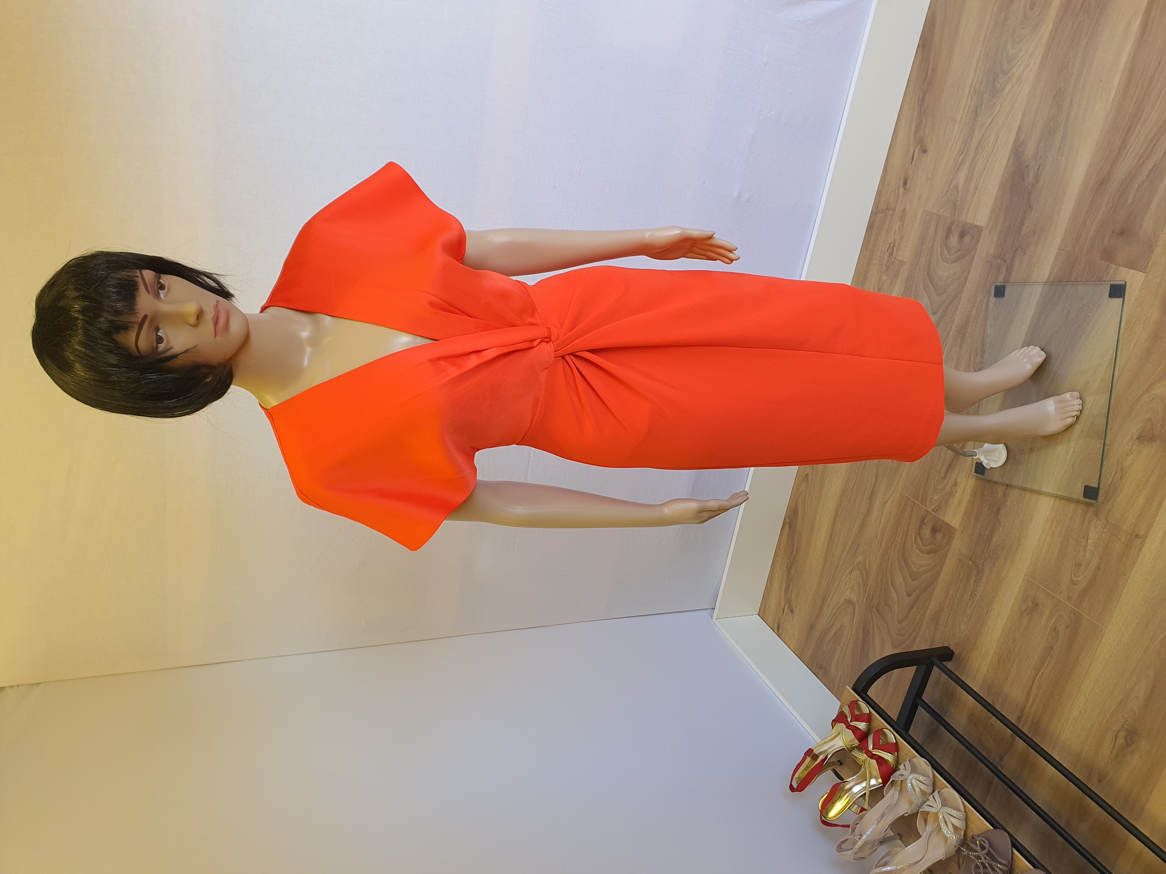 TED BAKER Ellame Orange wrap over Bodycon Dress Size UK6
