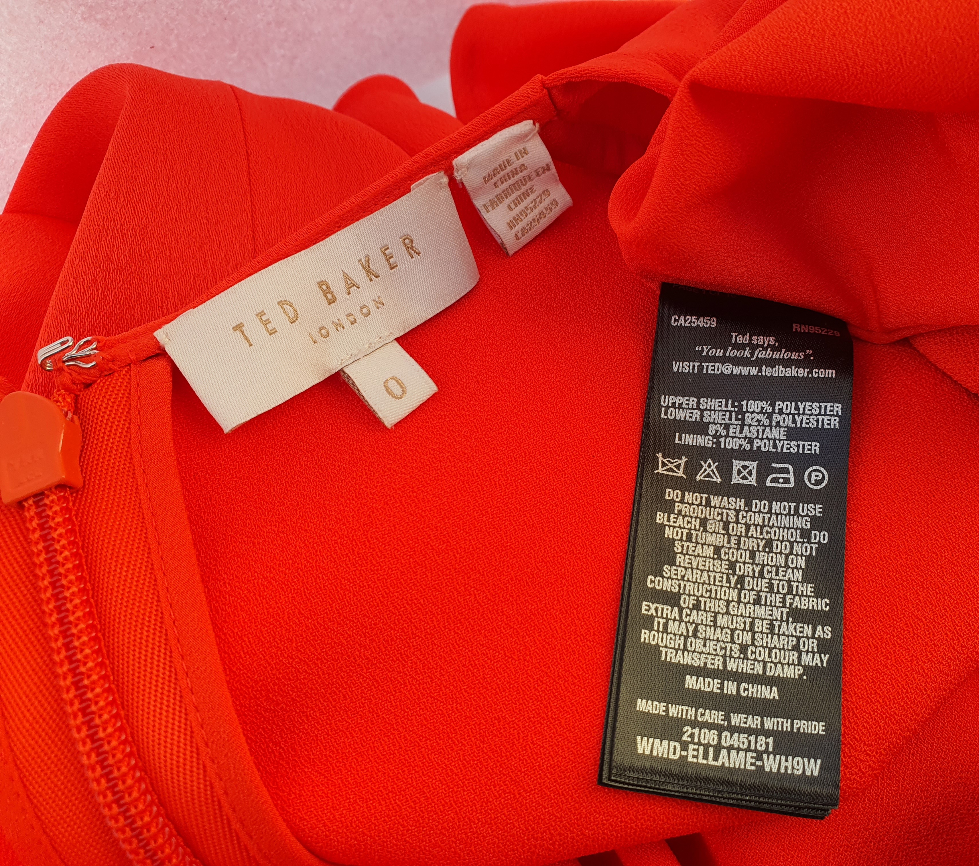 TED BAKER Ellame Orange wrap over Bodycon Dress Size UK6