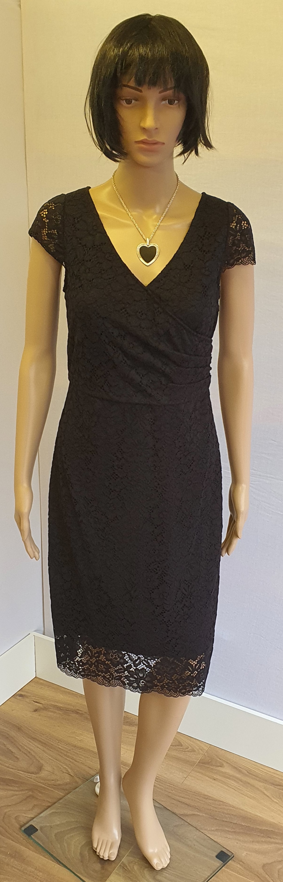JAEGER Womens Black Special Occasion Lace Dress Size UK 8