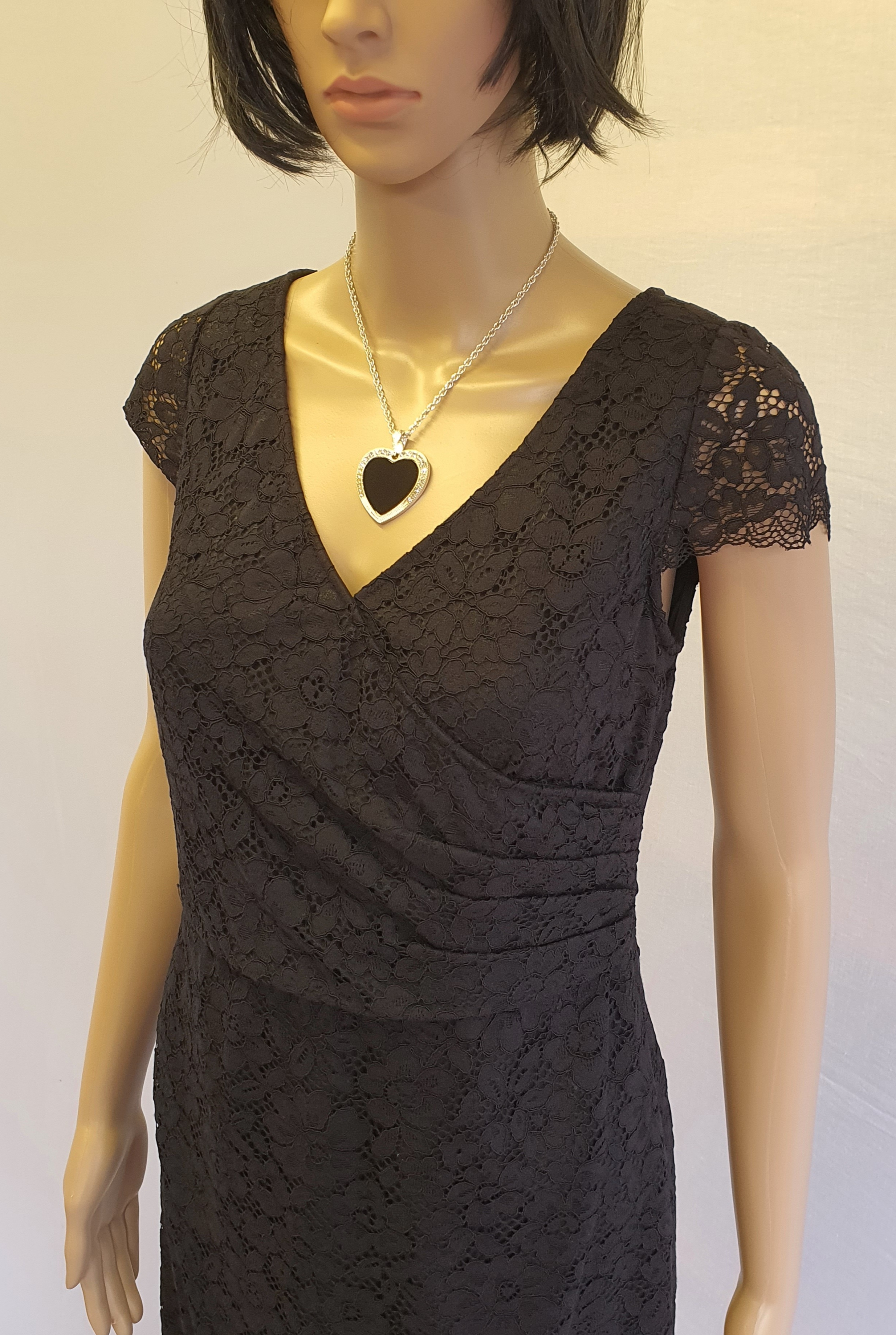 JAEGER Womens Black Special Occasion Lace Dress Size UK 8