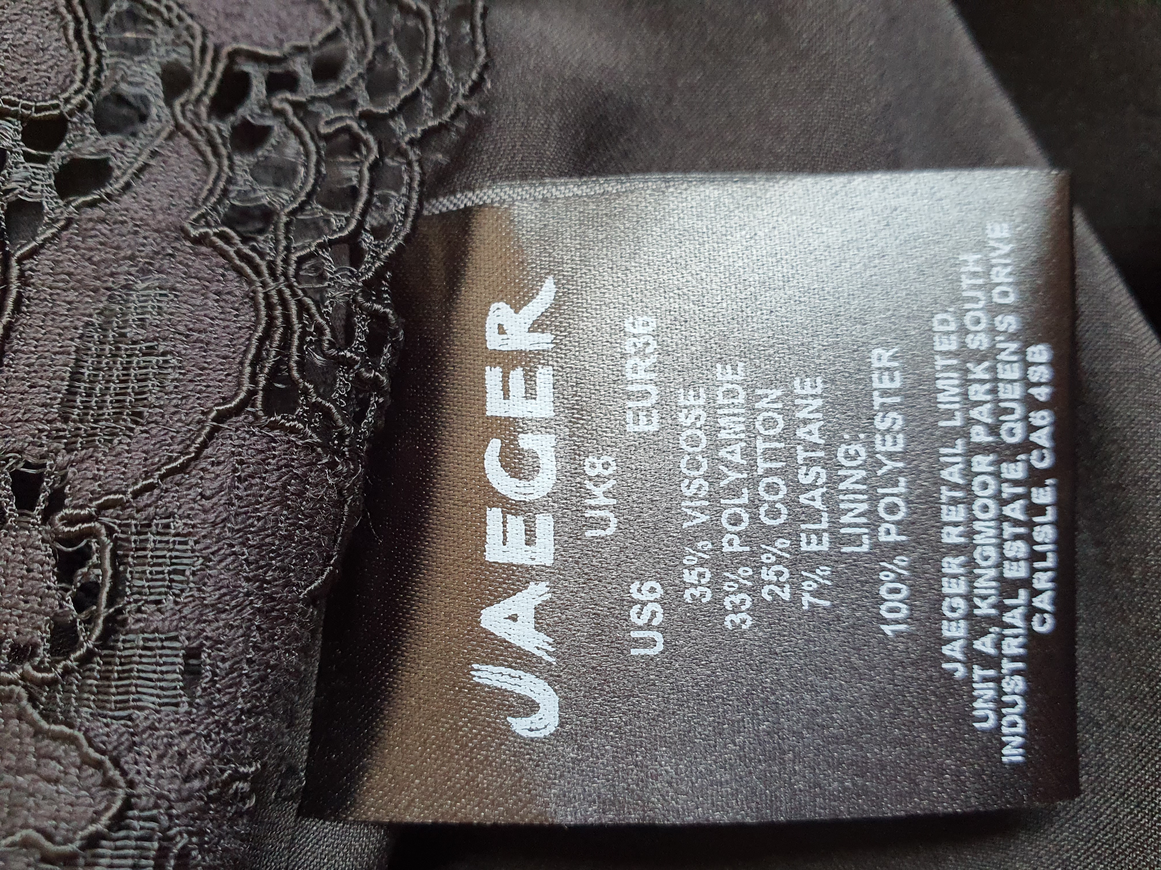 JAEGER Womens Black Special Occasion Lace Dress Size UK 8