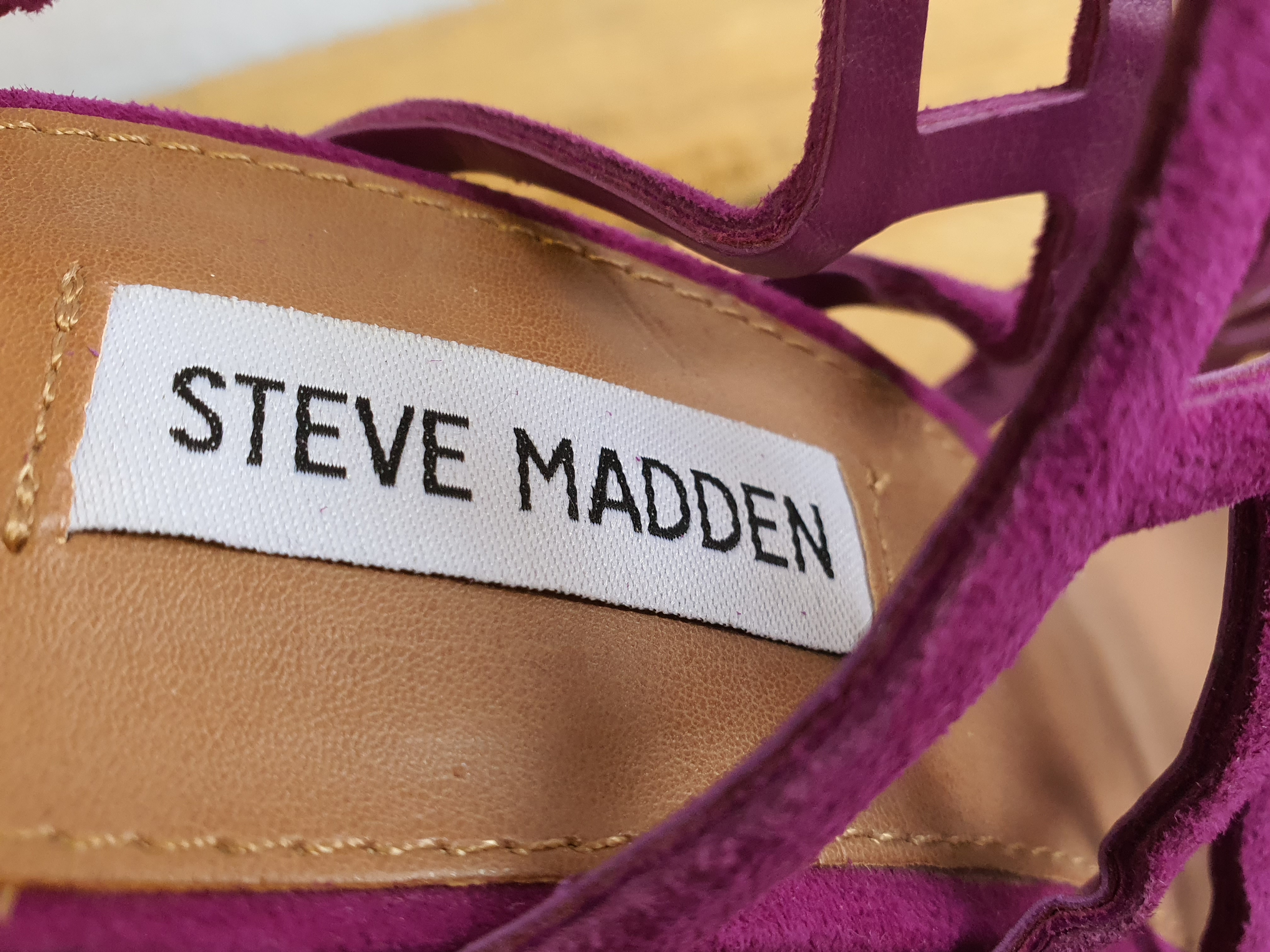 STEVE MADDEN Purple Suede Cage Sandals Size UK6