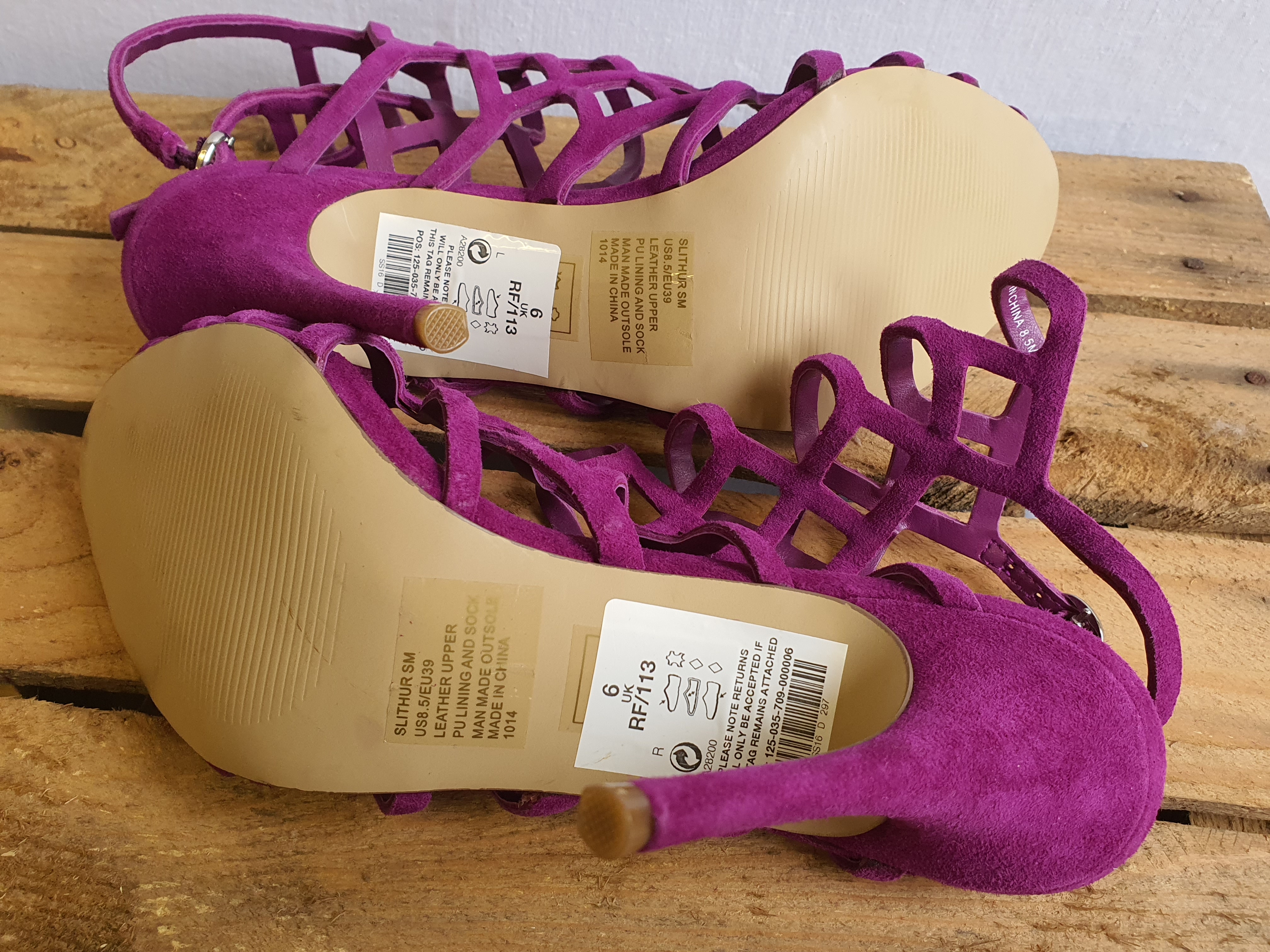 STEVE MADDEN Purple Suede Cage Sandals Size UK6