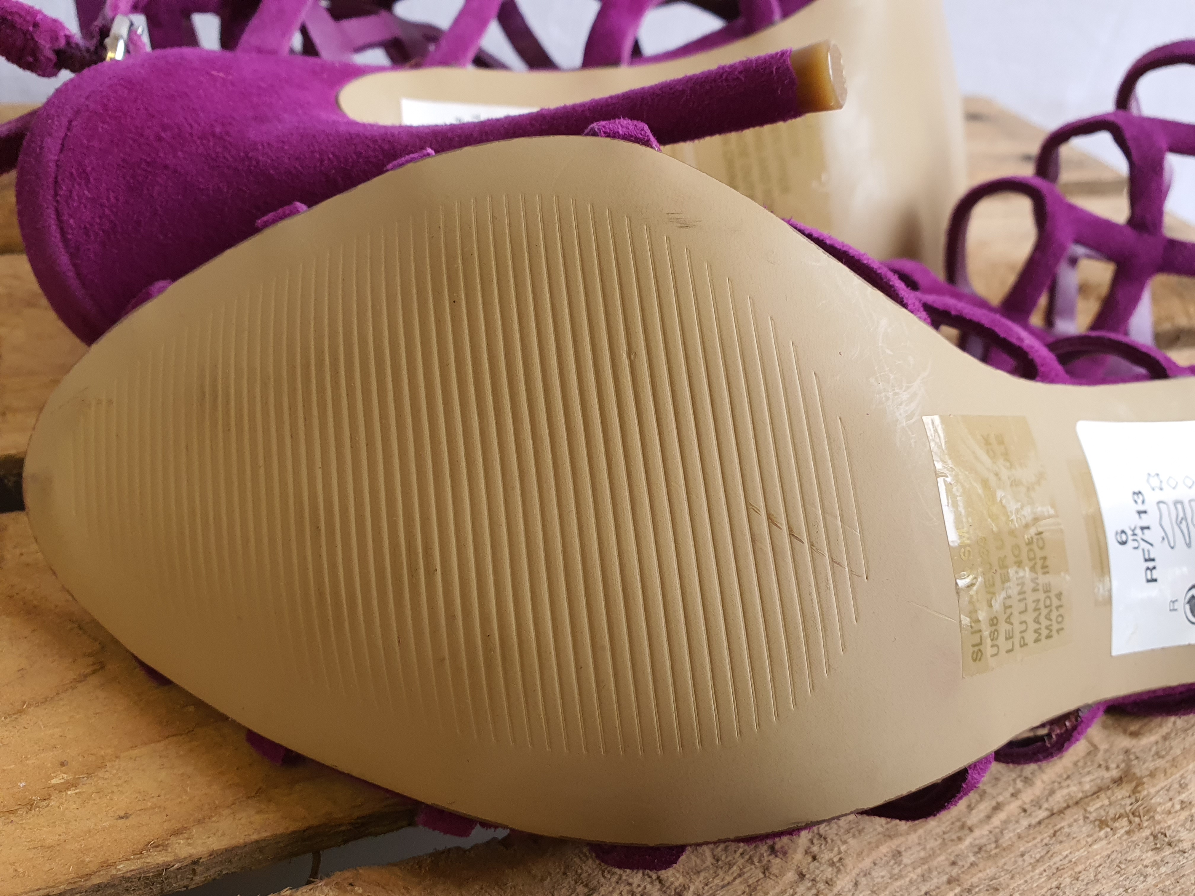STEVE MADDEN Purple Suede Cage Sandals Size UK6