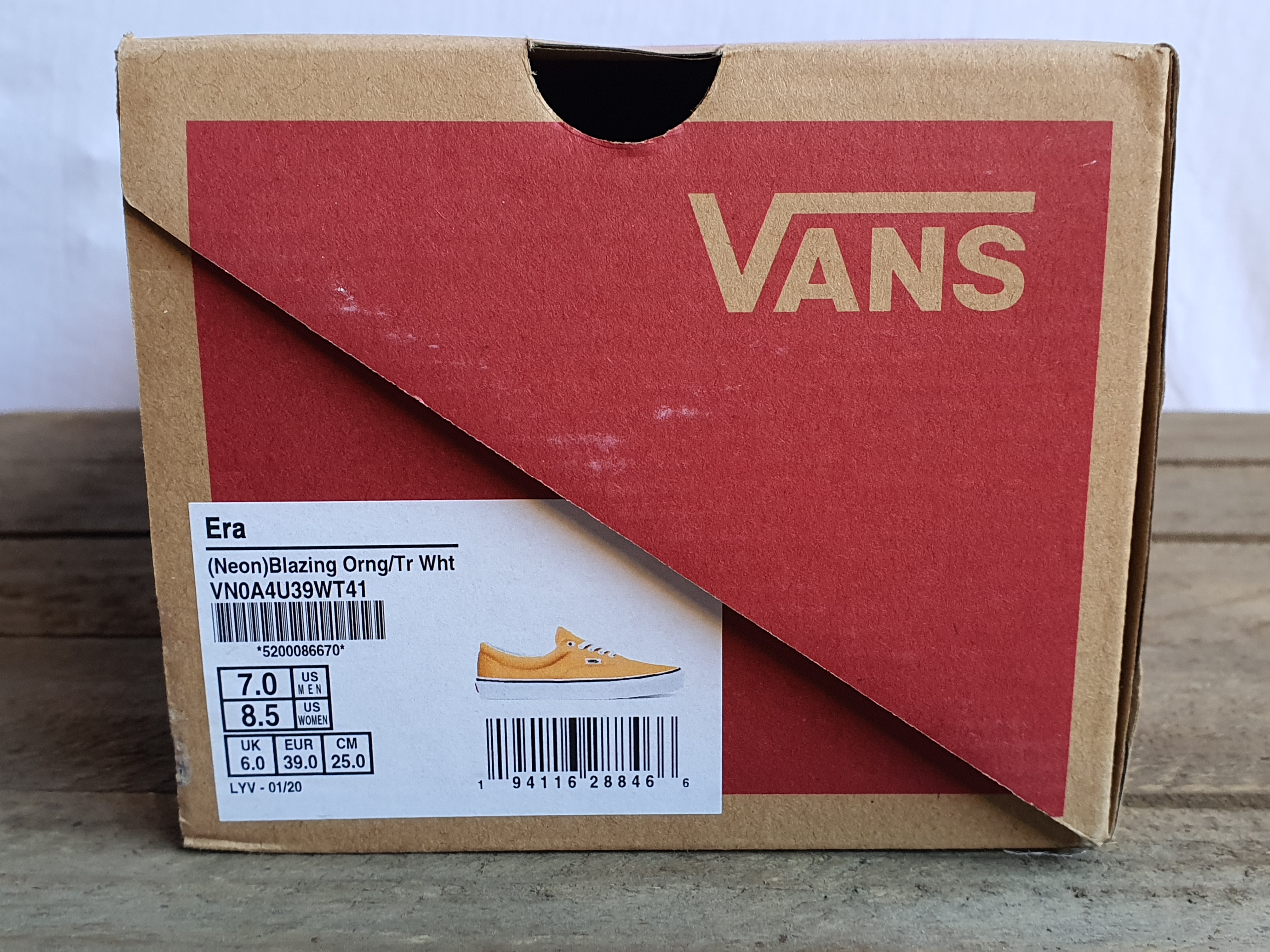 VANS Era Neon Orange Unisex Canvas Shoe Siz UK6