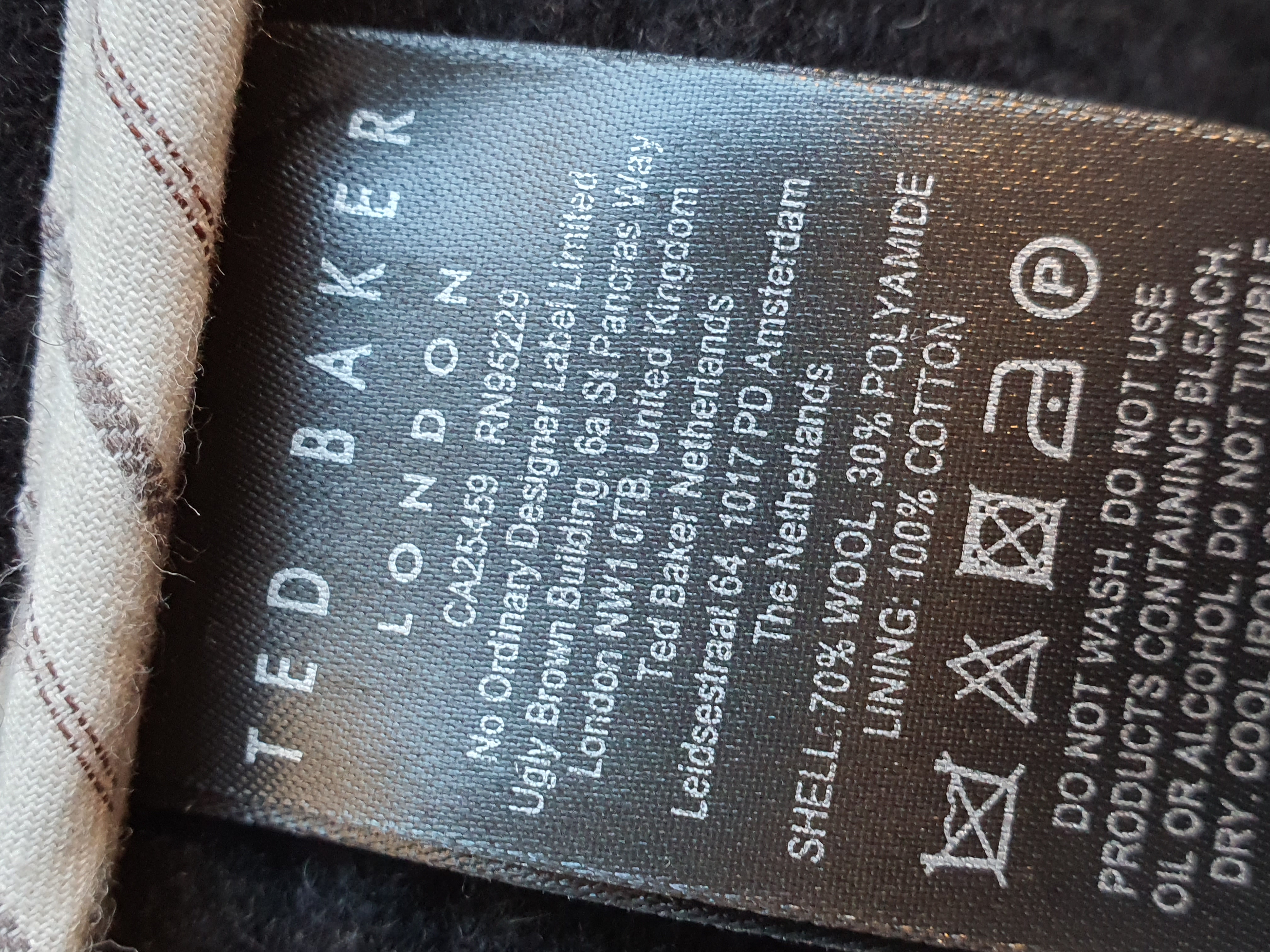 TED BAKER Atllas Black Wool Peacoat Size Ted 4