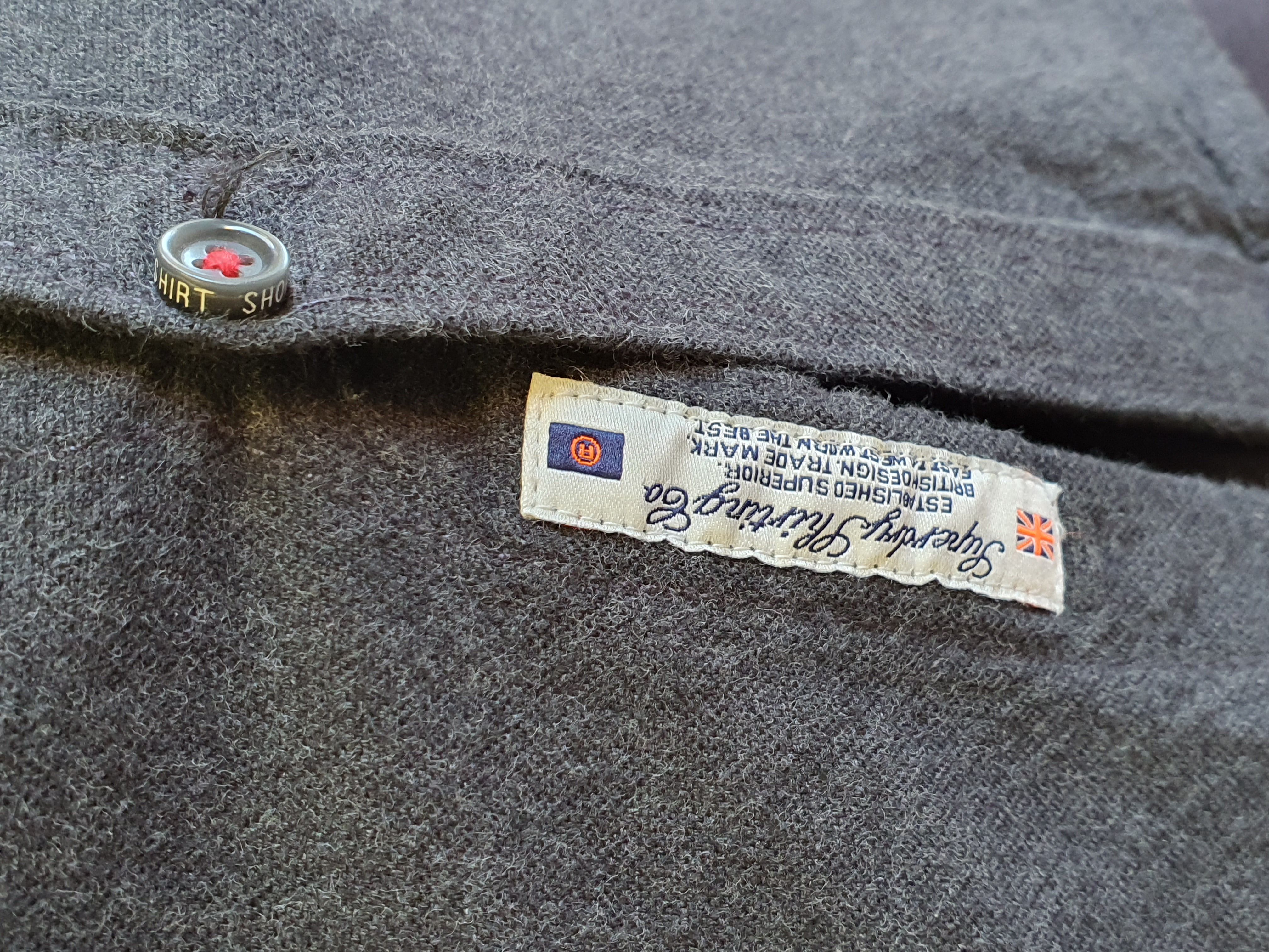 SUPERDRY Mens Dark Grey Shirt Size Small 36" - 38"