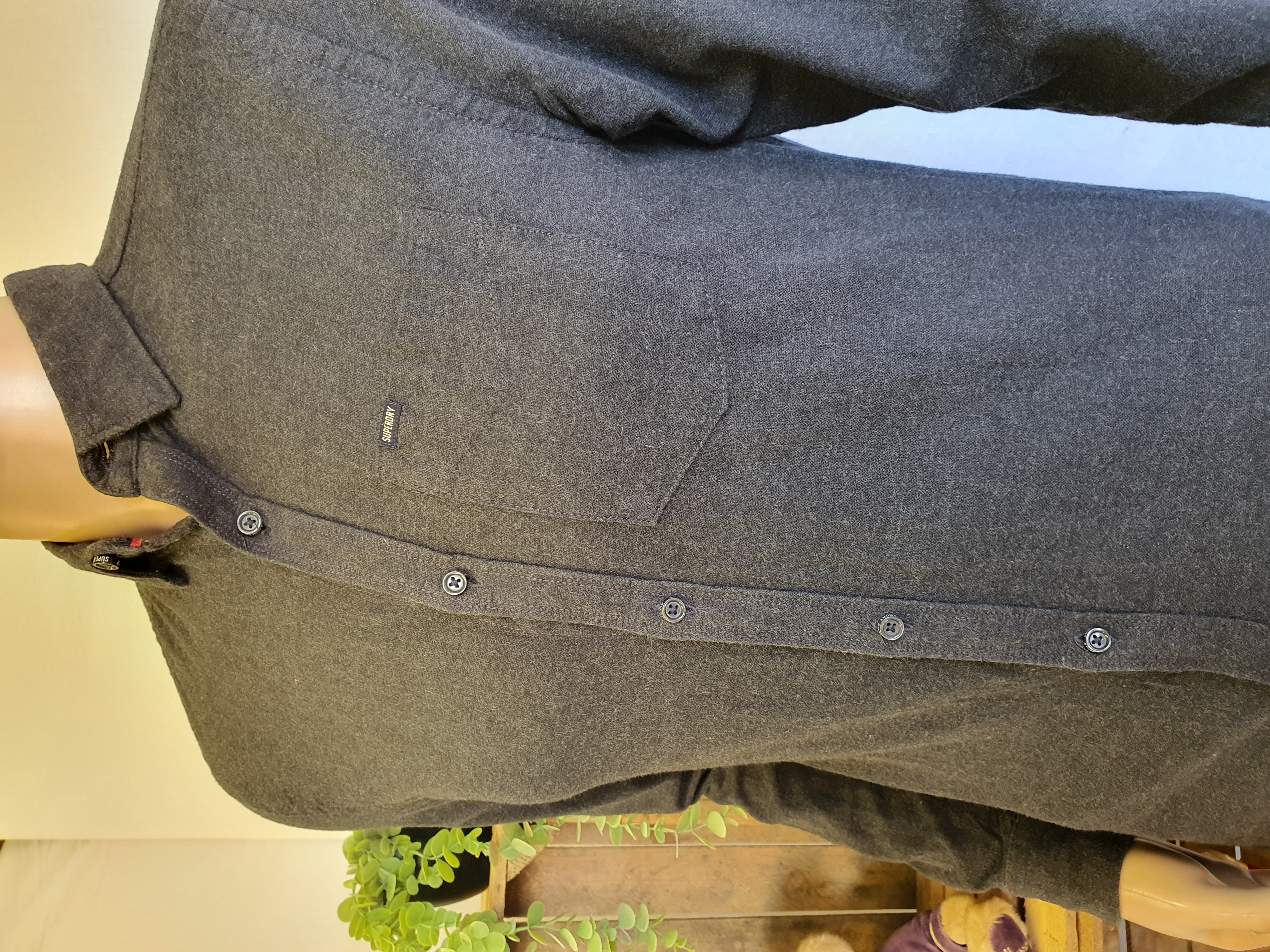 SUPERDRY Mens Dark Grey Shirt Size Small 36" - 38"