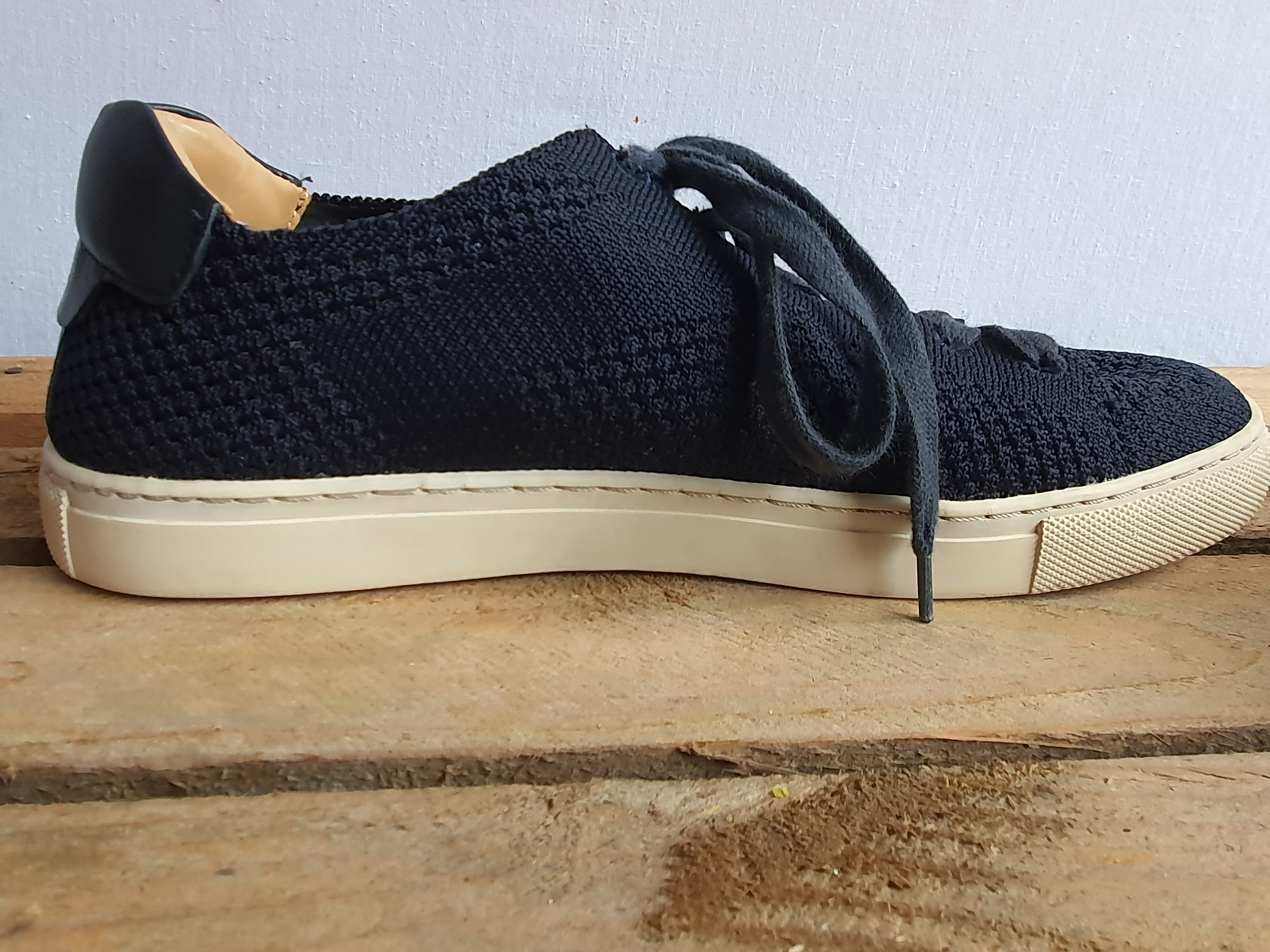 REISS Brackley Knit Navy Blue & White Sneakers Size UK 6