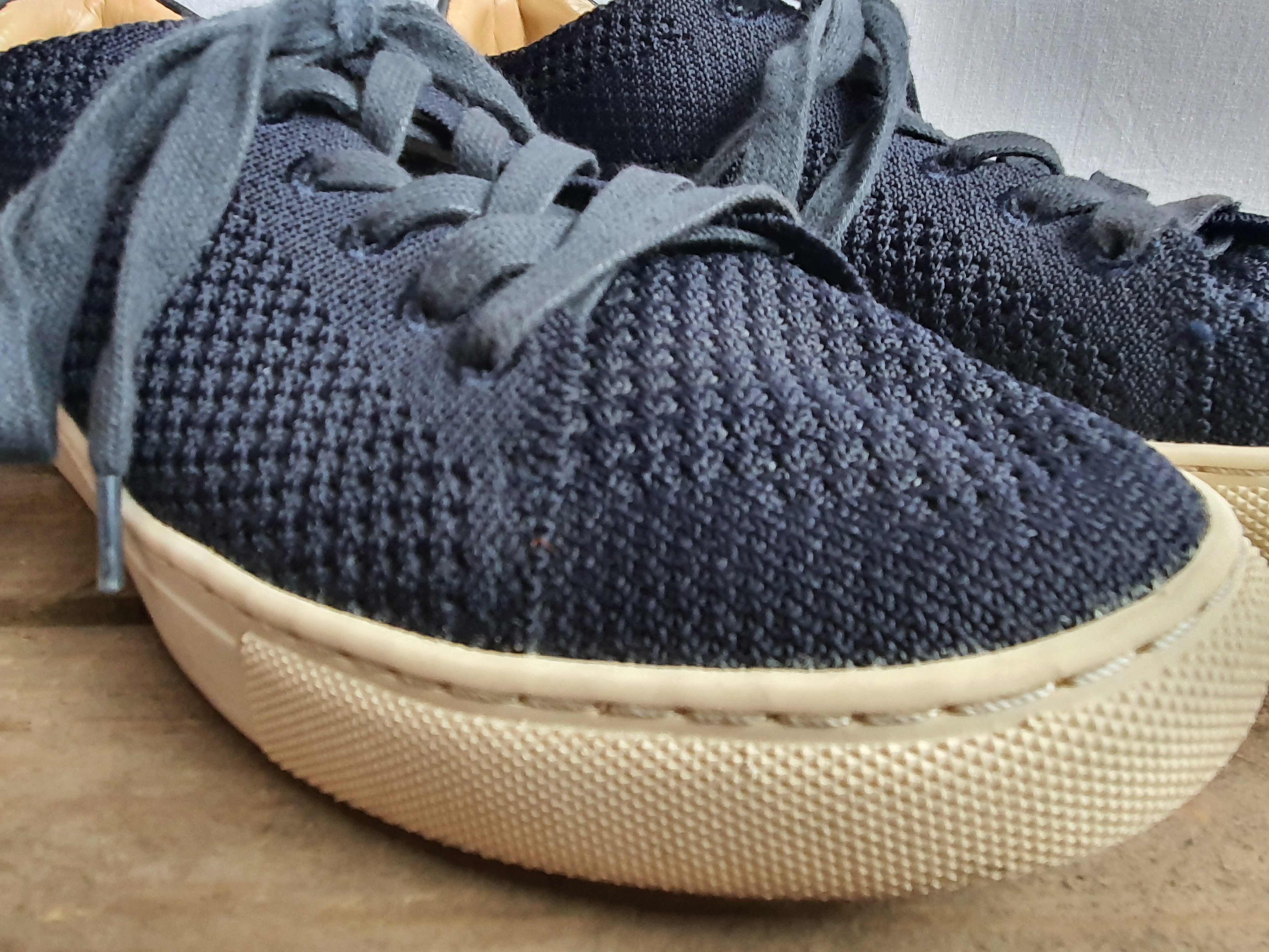 REISS Brackley Knit Navy Blue & White Sneakers Size UK 6