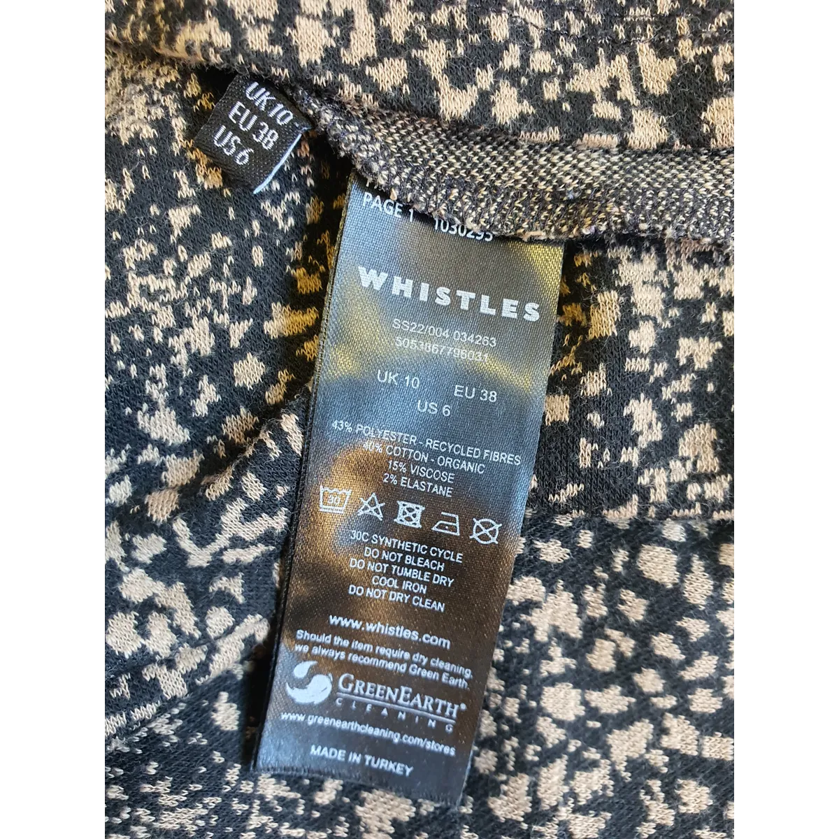 WHISTLES Multicolour Jacquard Leopard Flippy Dress size UK 10