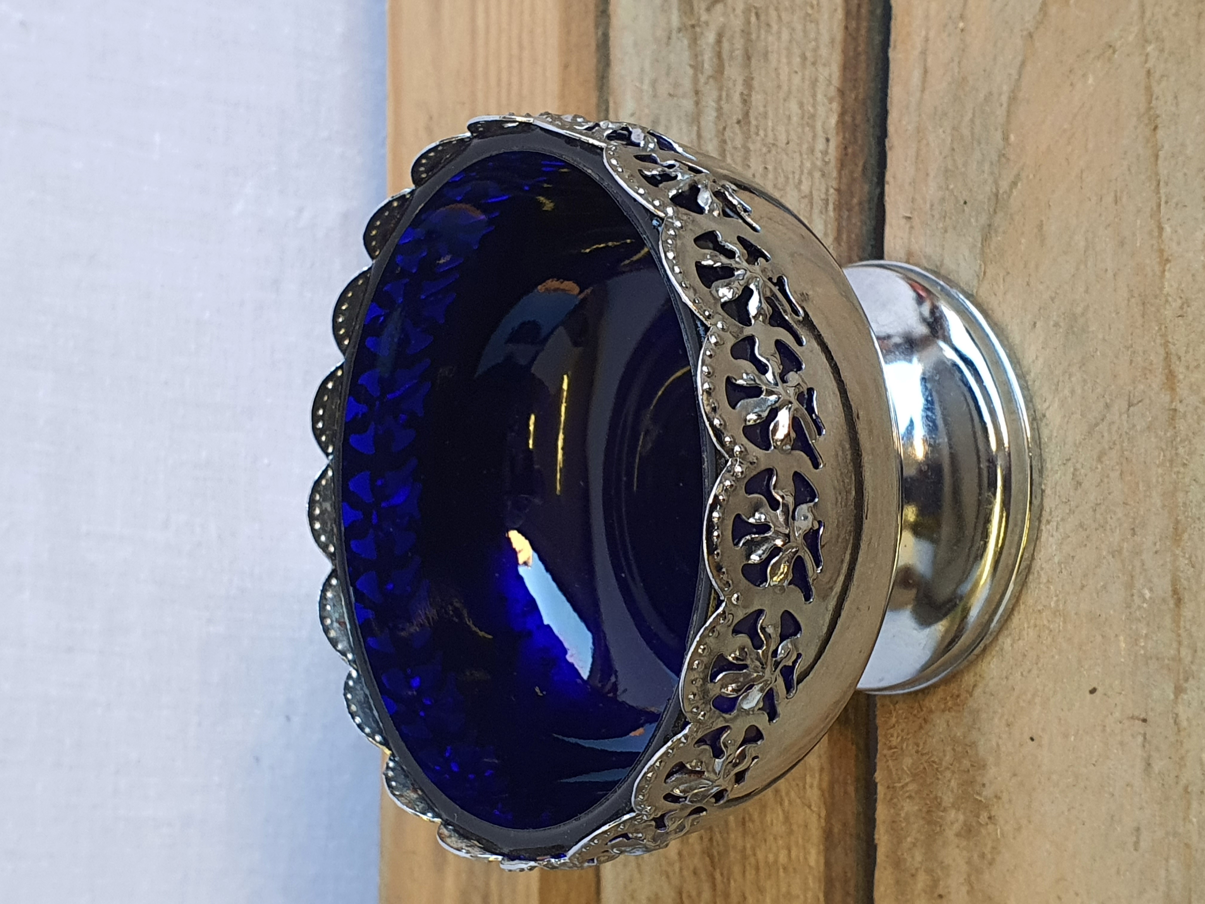 Vintage Celtic Quality Sugar Bowl. Cobalt Blue Glass liner