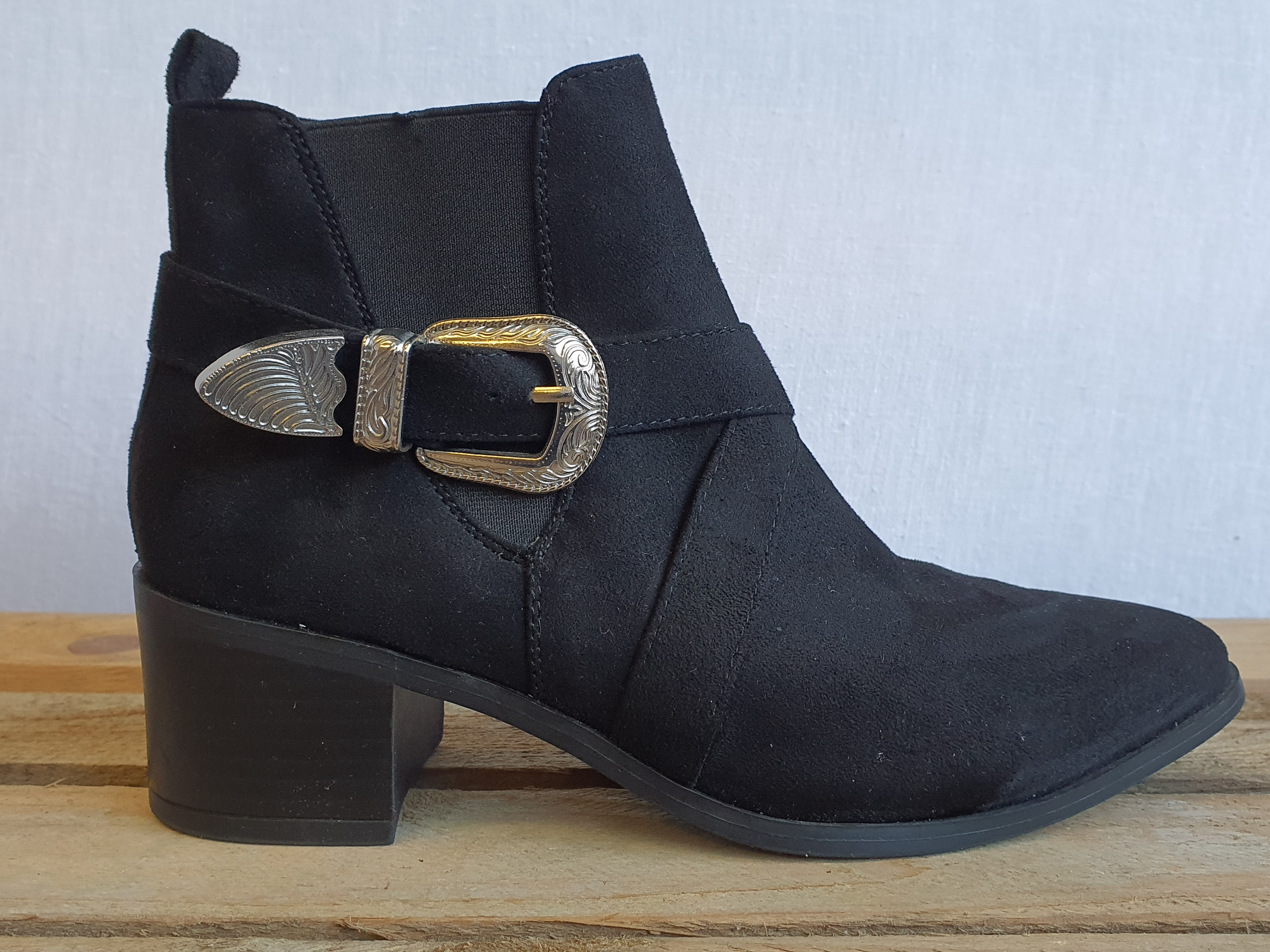 NEW LOOK Black Ankle Cowboy Style Boot Size UK4