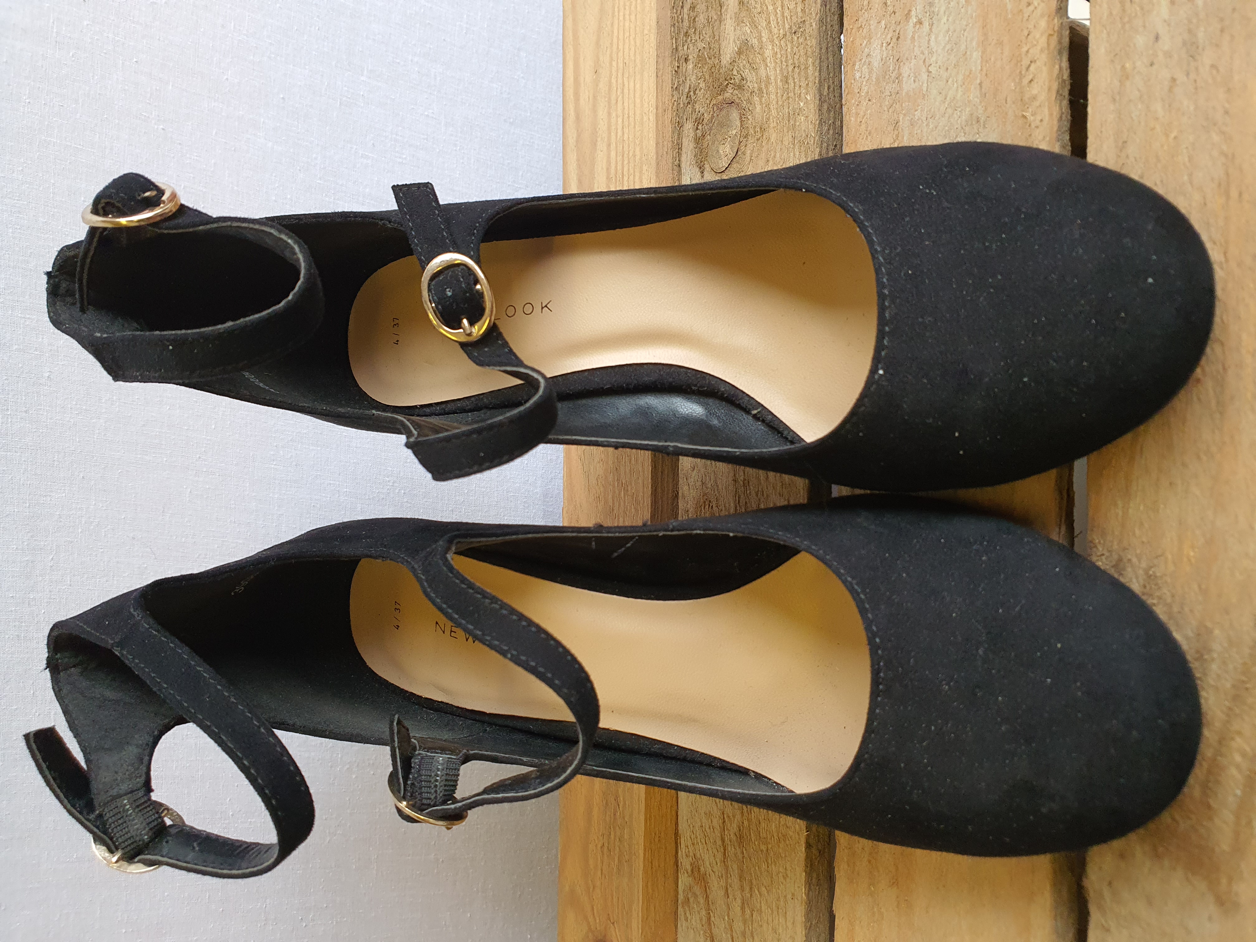 NEW LOOK Black Heeles Ankle Strap Shoes Size UK4 - NEW