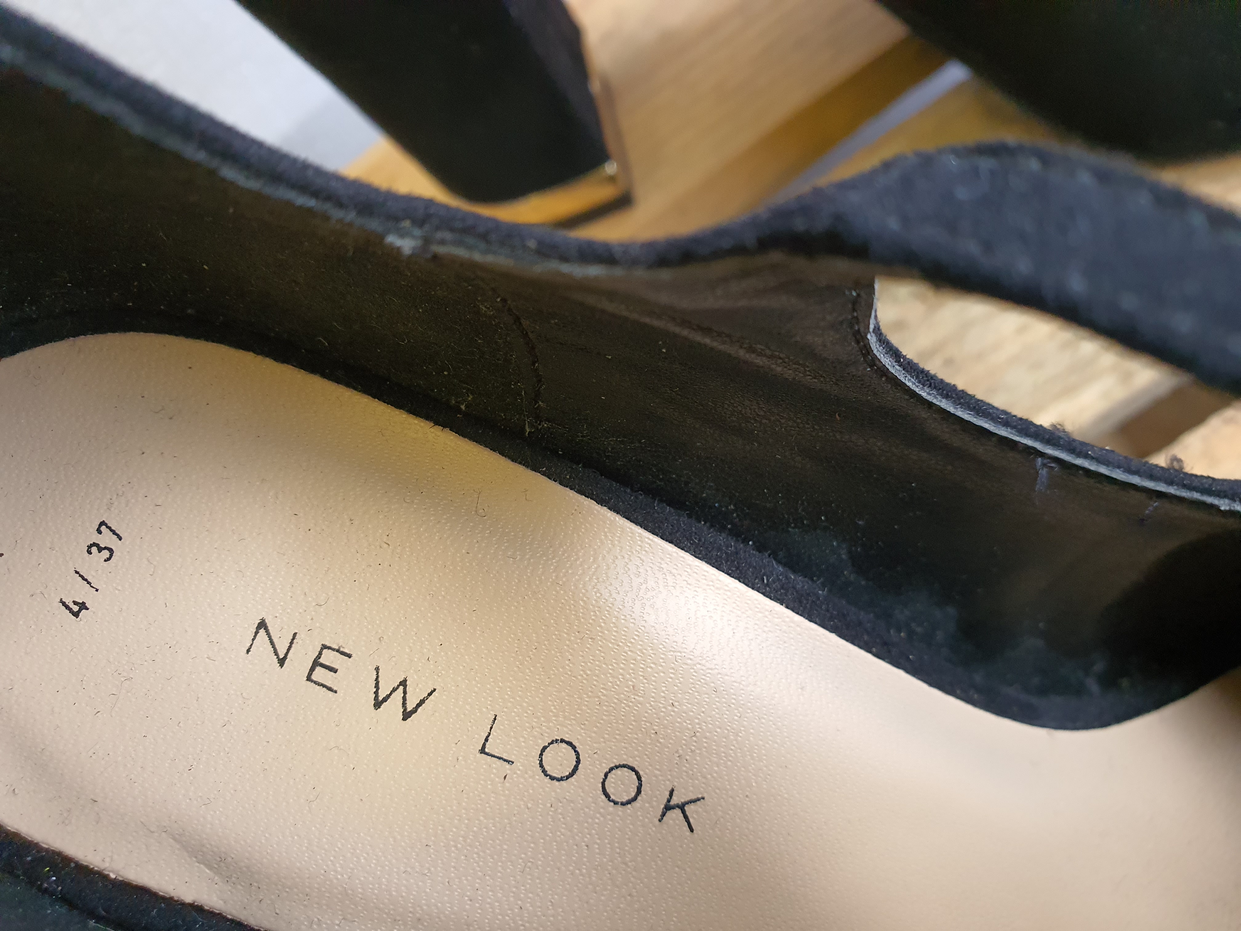 NEW LOOK Black Heeles Ankle Strap Shoes Size UK4 - NEW