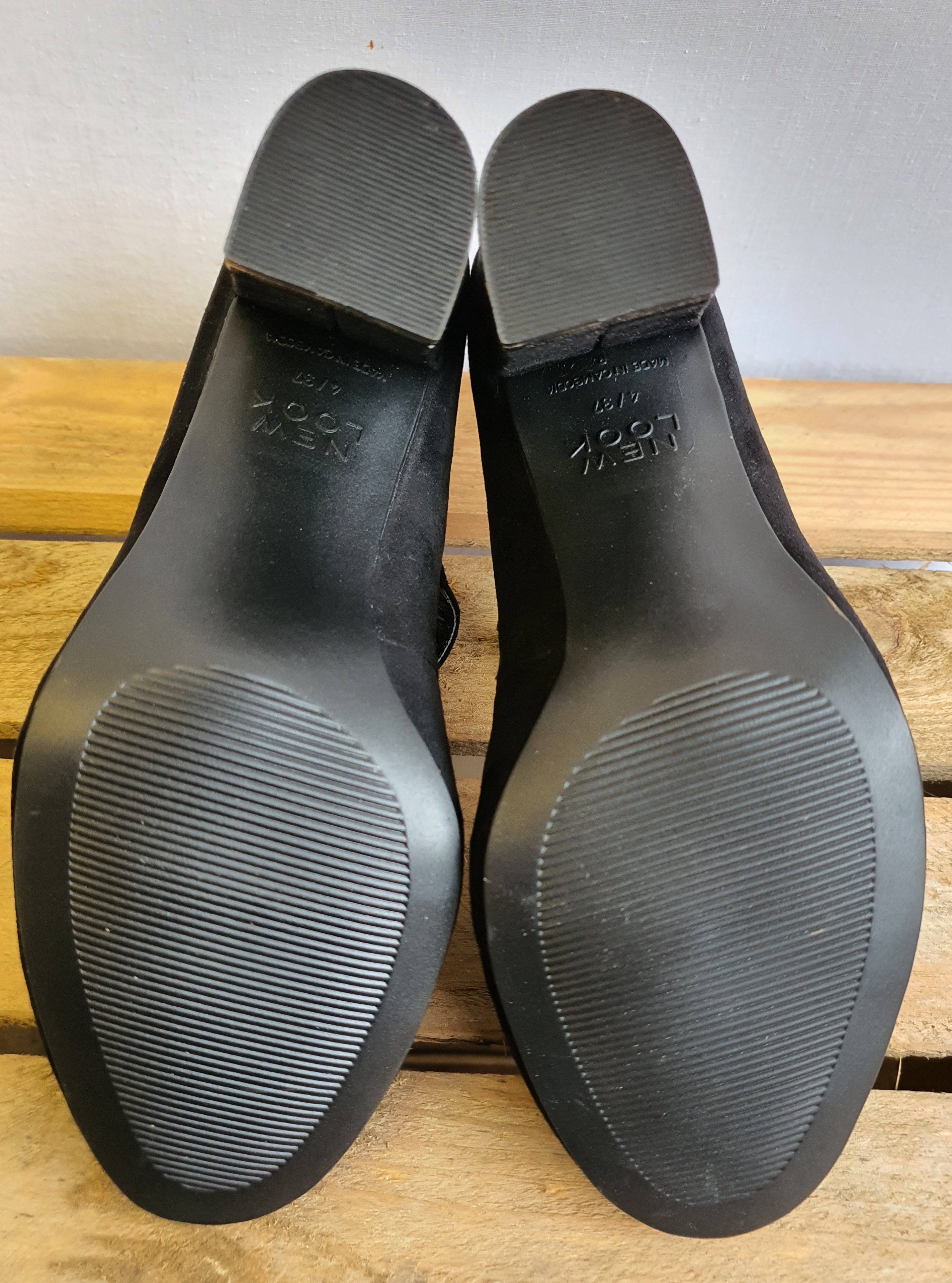 NEW LOOK Black Heeles Ankle Strap Shoes Size UK4 - NEW
