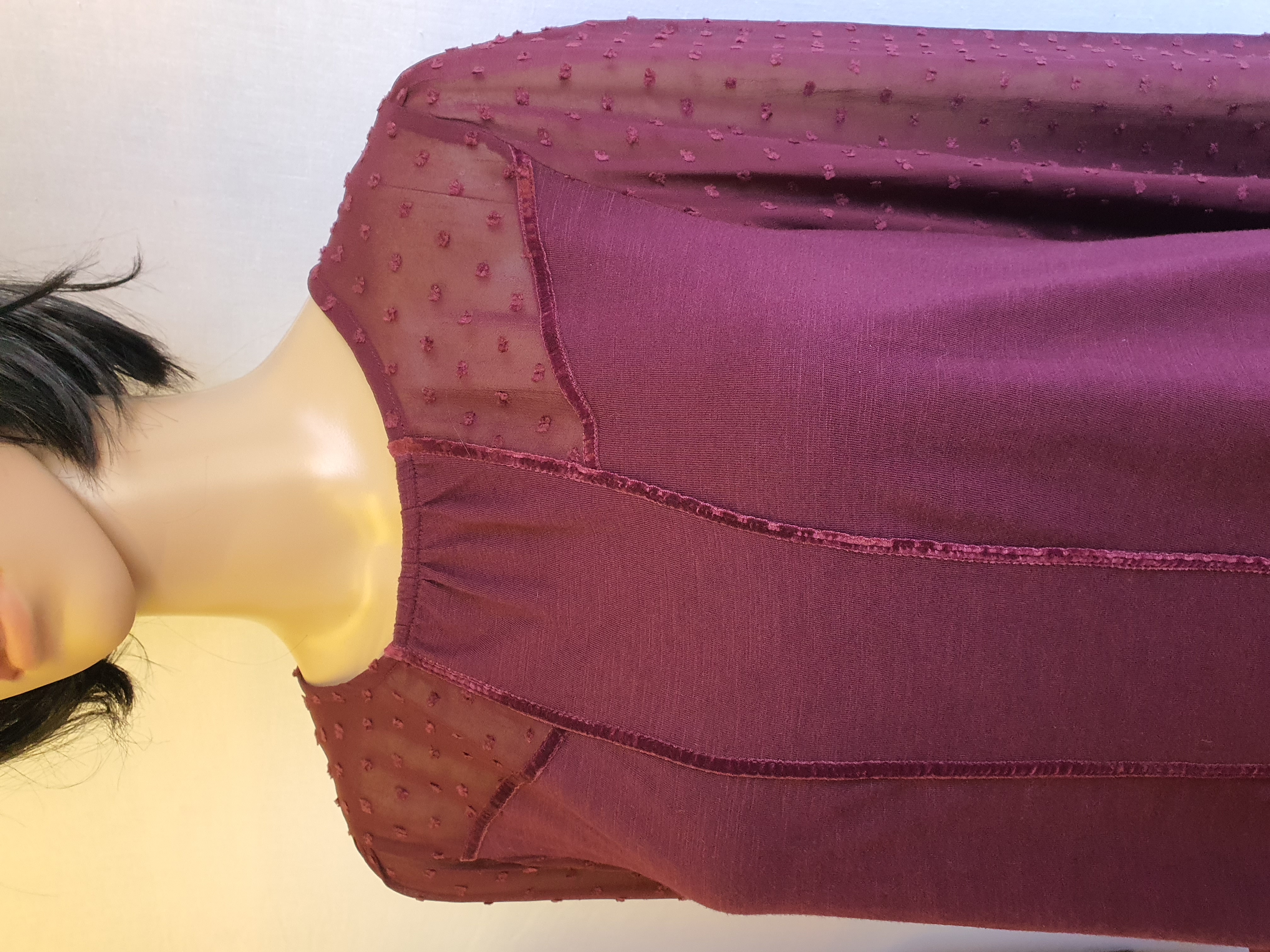 FATFACE Long Sleeve Marroon Top Size UK 10