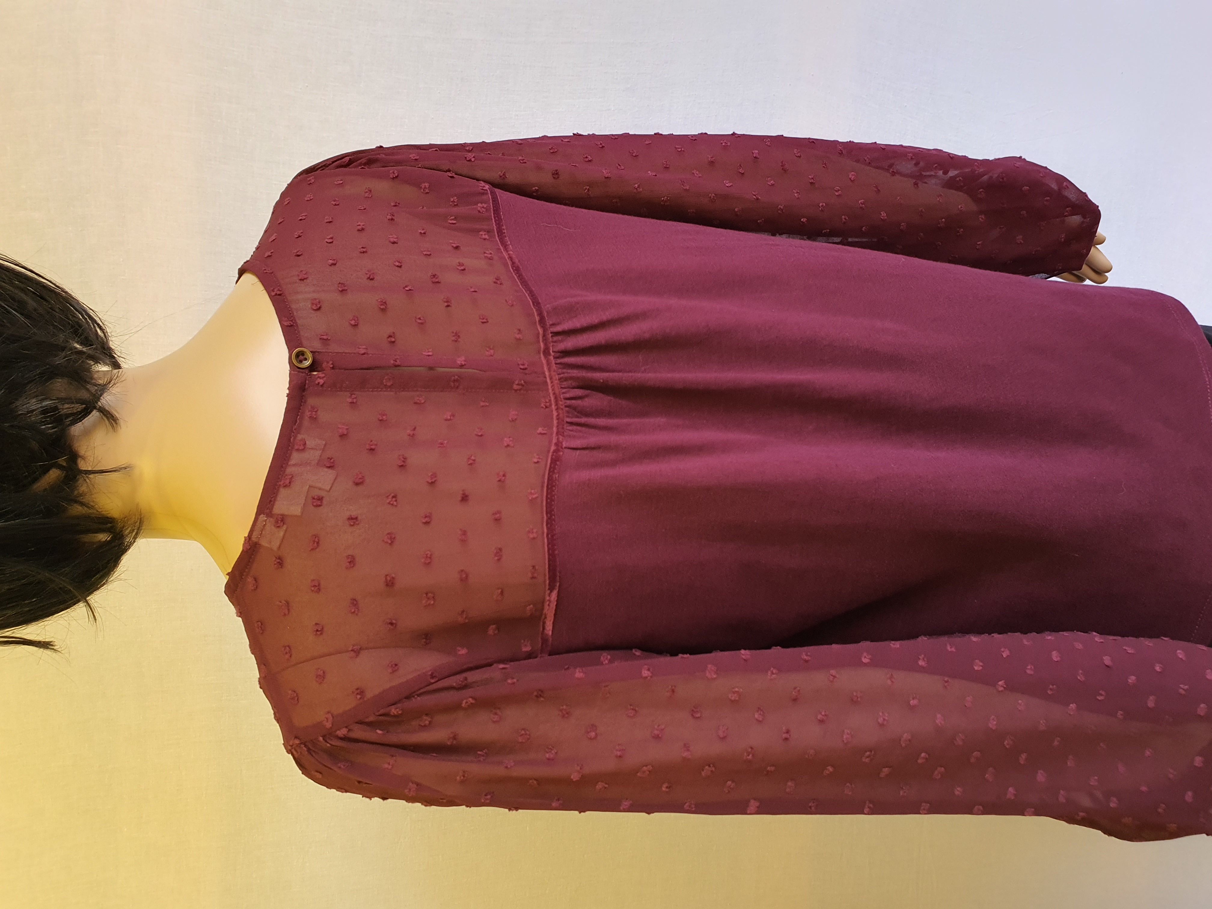 FATFACE Long Sleeve Marroon Top Size UK 10