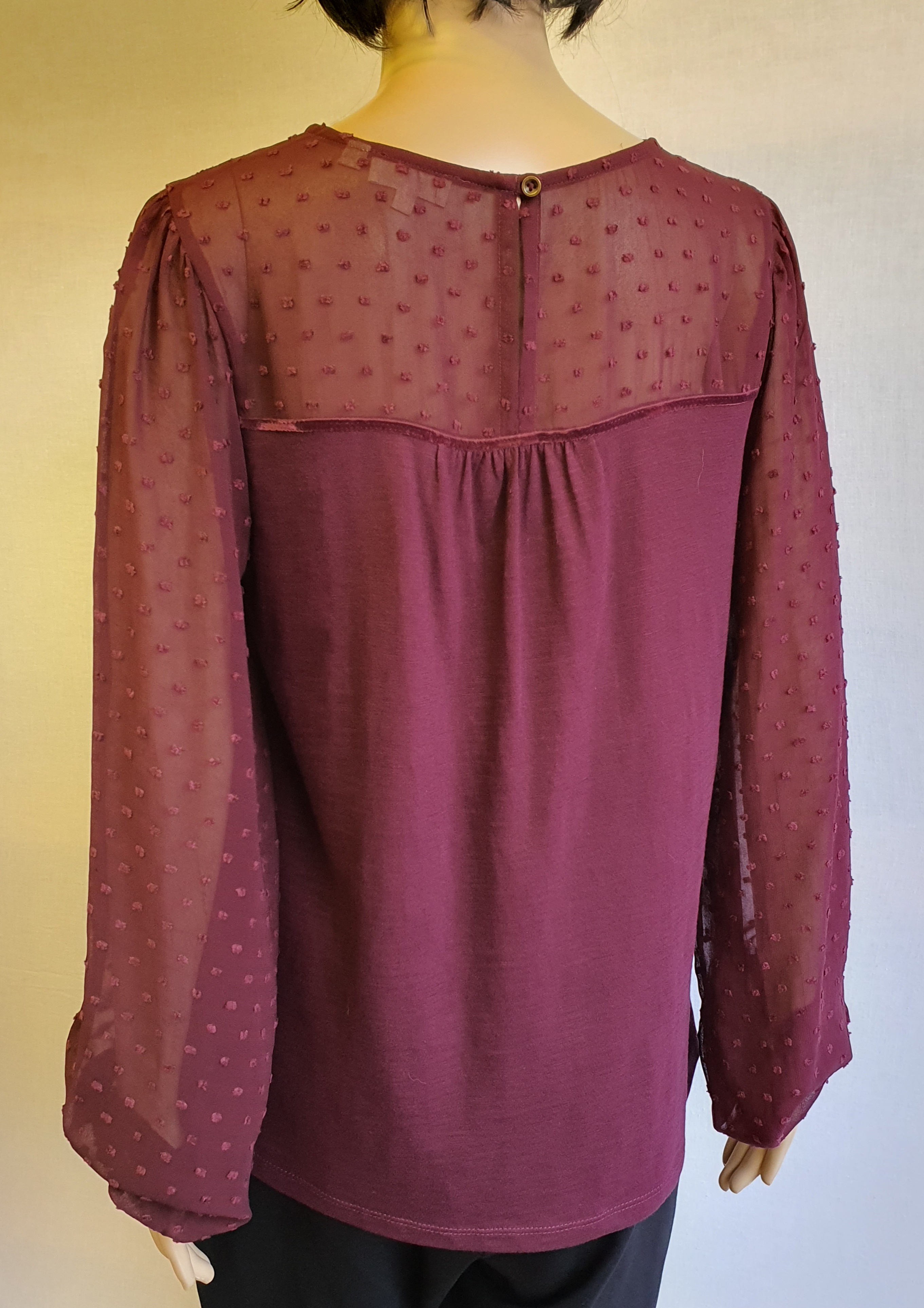 FATFACE Long Sleeve Marroon Top Size UK 10