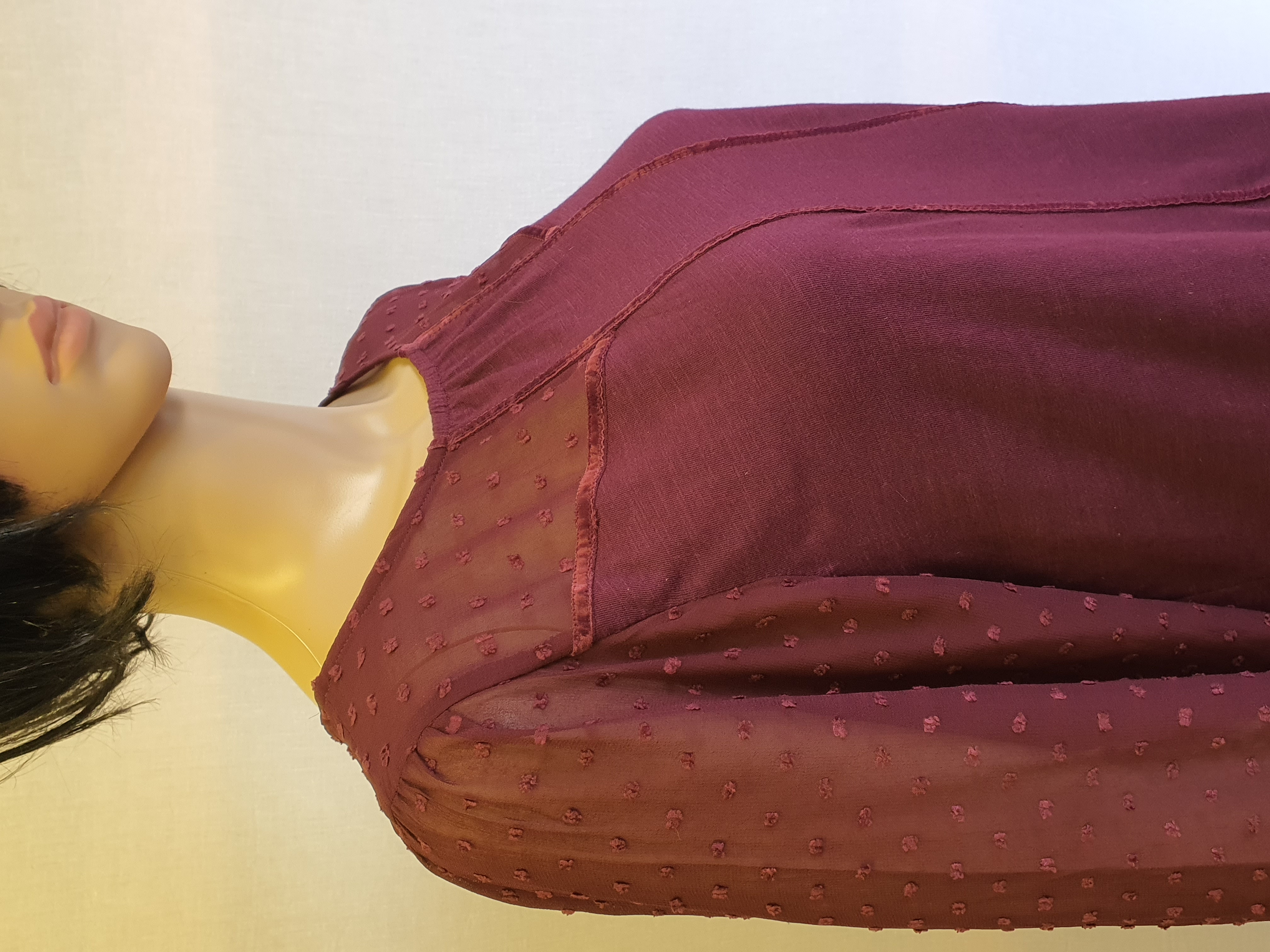 FATFACE Long Sleeve Marroon Top Size UK 10