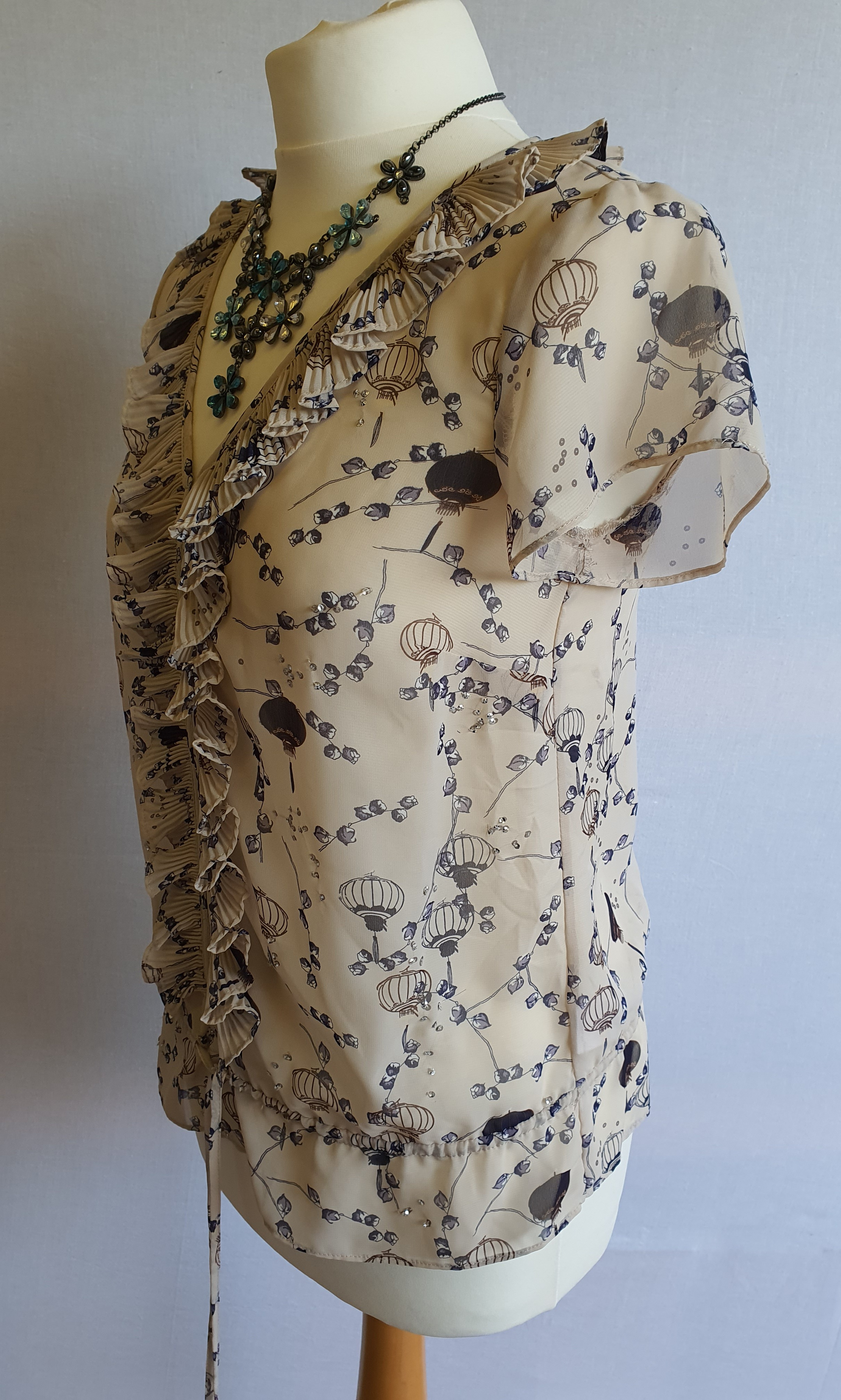 ROCHA JOHN ROCHA Elgant Short Sleeve Top and Necklace UK 8