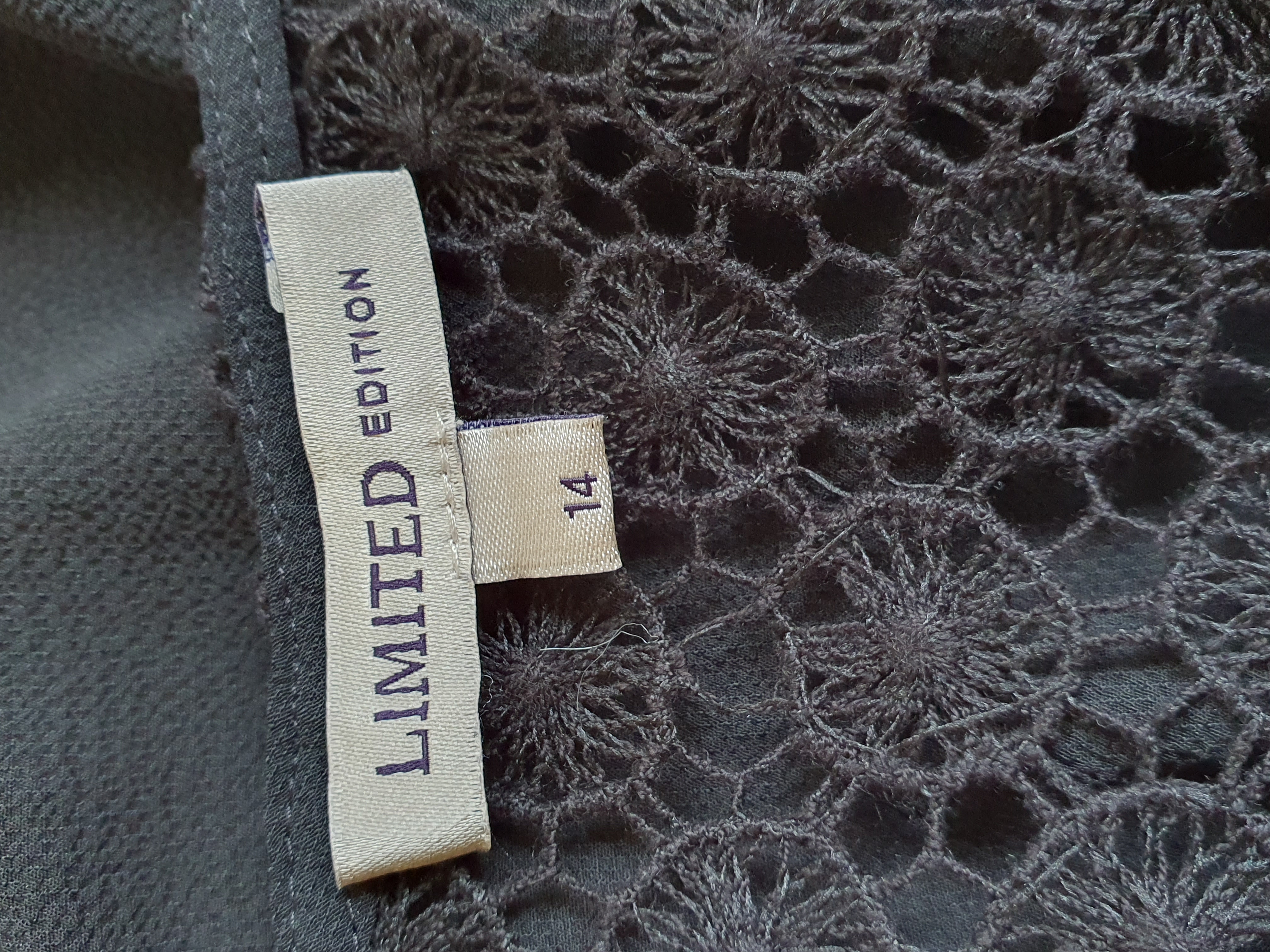 LIMITED EDITION By M&S Black Lacy Top Size UK 14