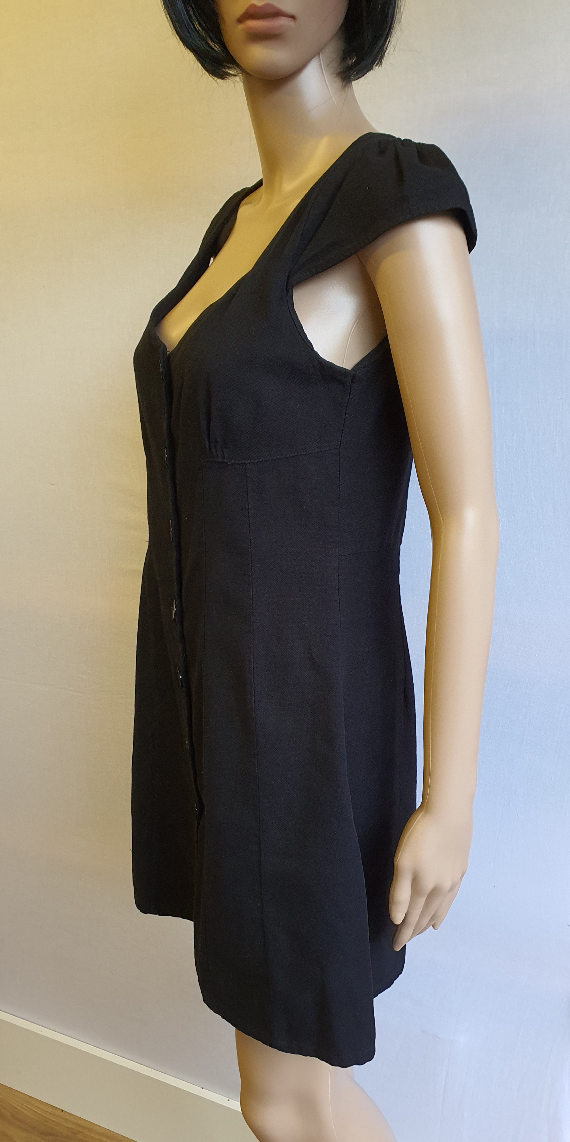 ZARA Black Buttoned Midi Dress Size L - New with Tag RRP £25.99