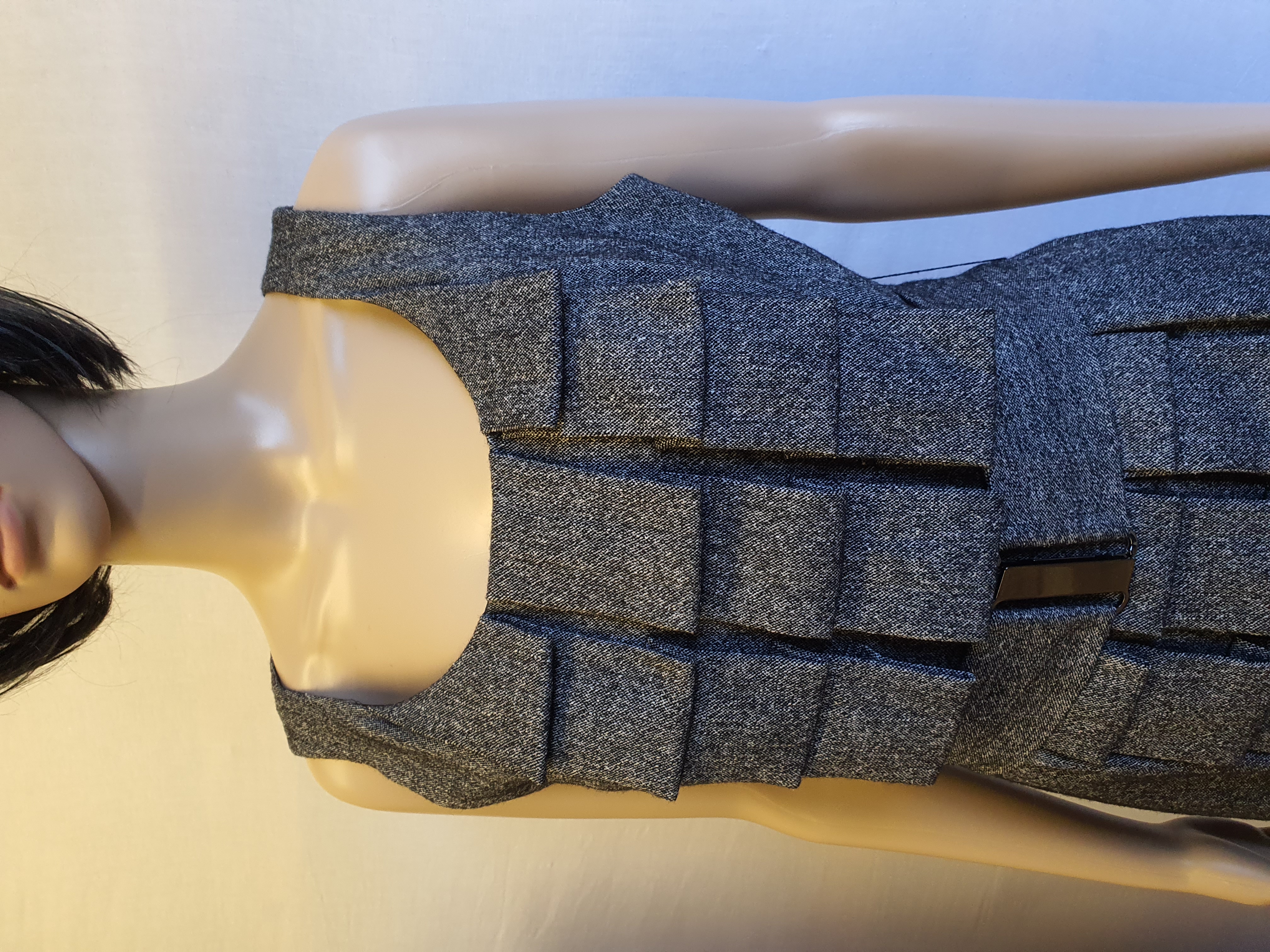 PHASE EIGHT Fully Lined Grey Overlap Dress with Belt Size UK 12