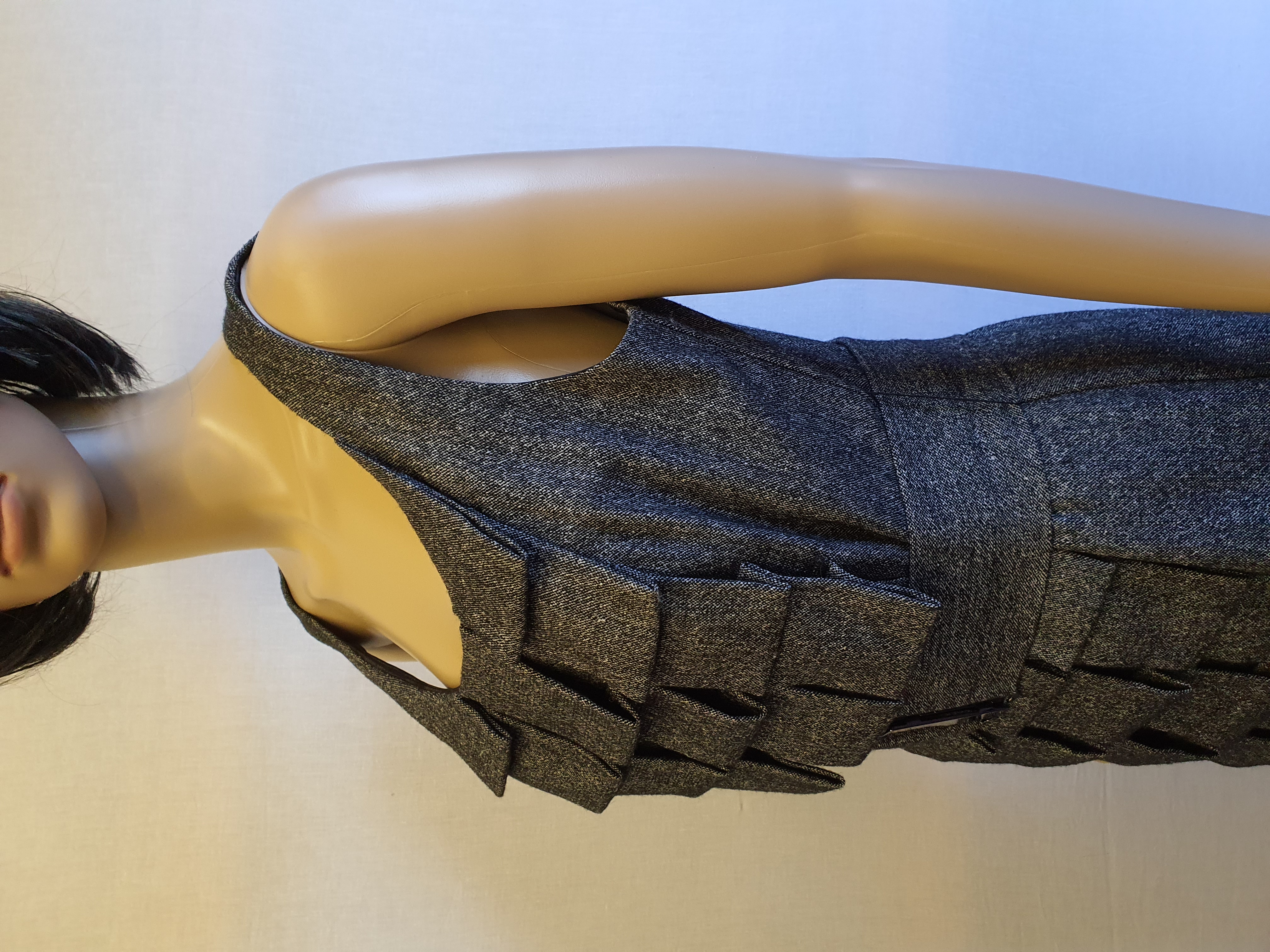 PHASE EIGHT Fully Lined Grey Overlap Dress with Belt Size UK 12