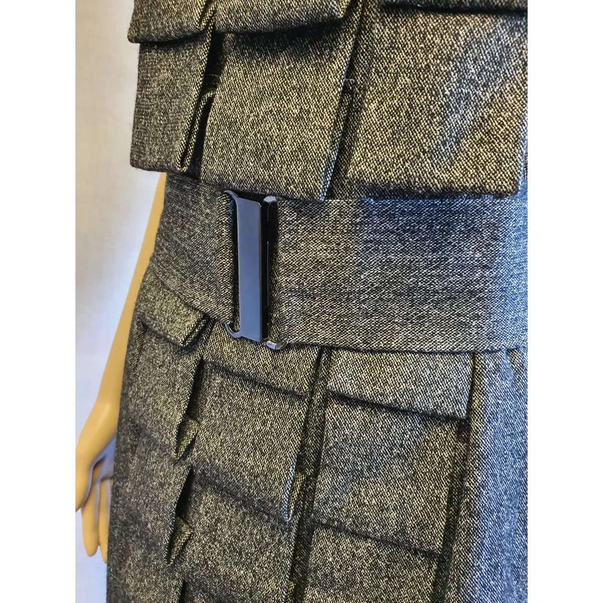 PHASE EIGHT Fully Lined Grey Overlap Dress with Belt Size UK 12
