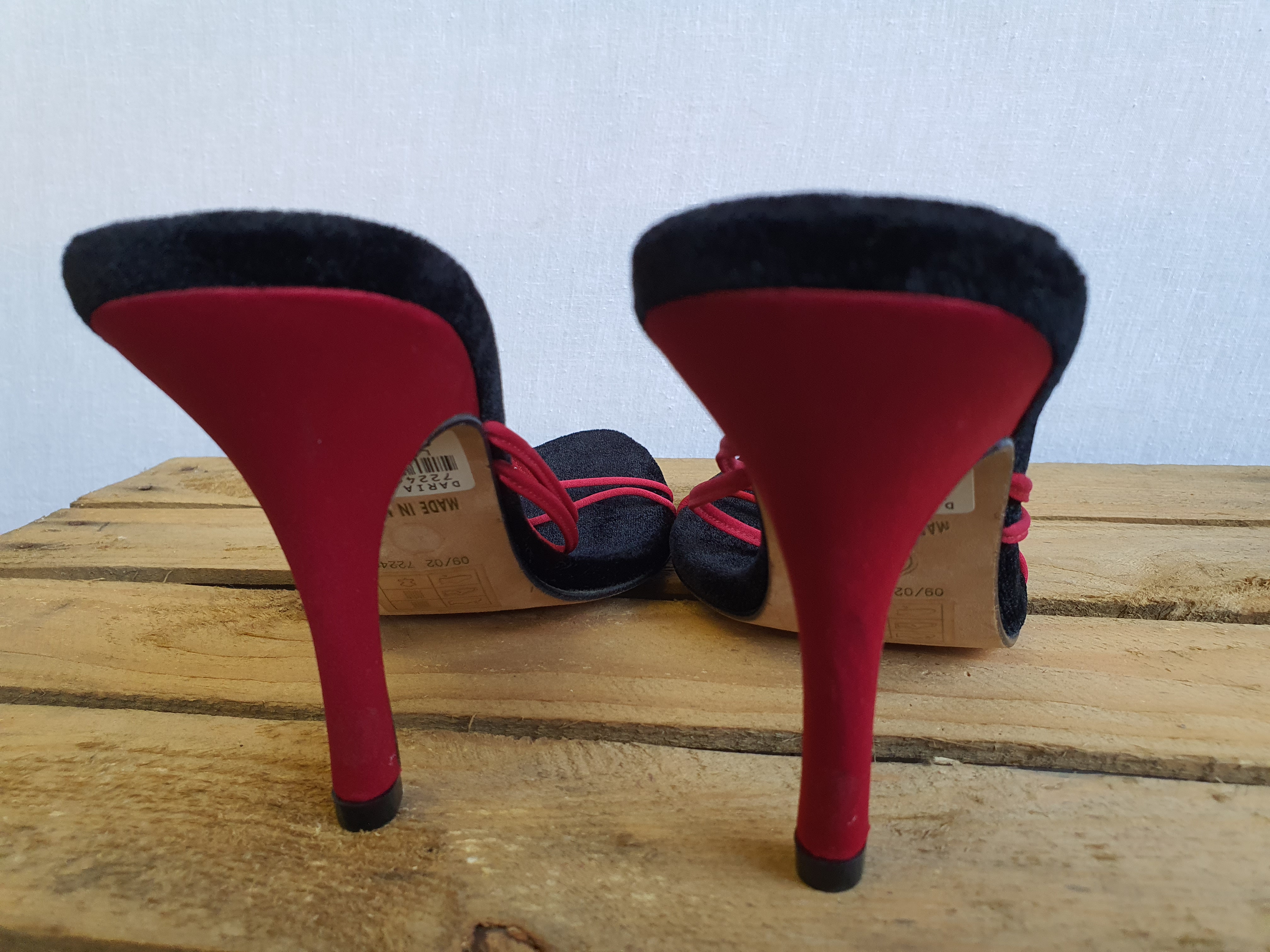 FAITH SOLO Red & Black Strappy Sandal Heels UK 8
