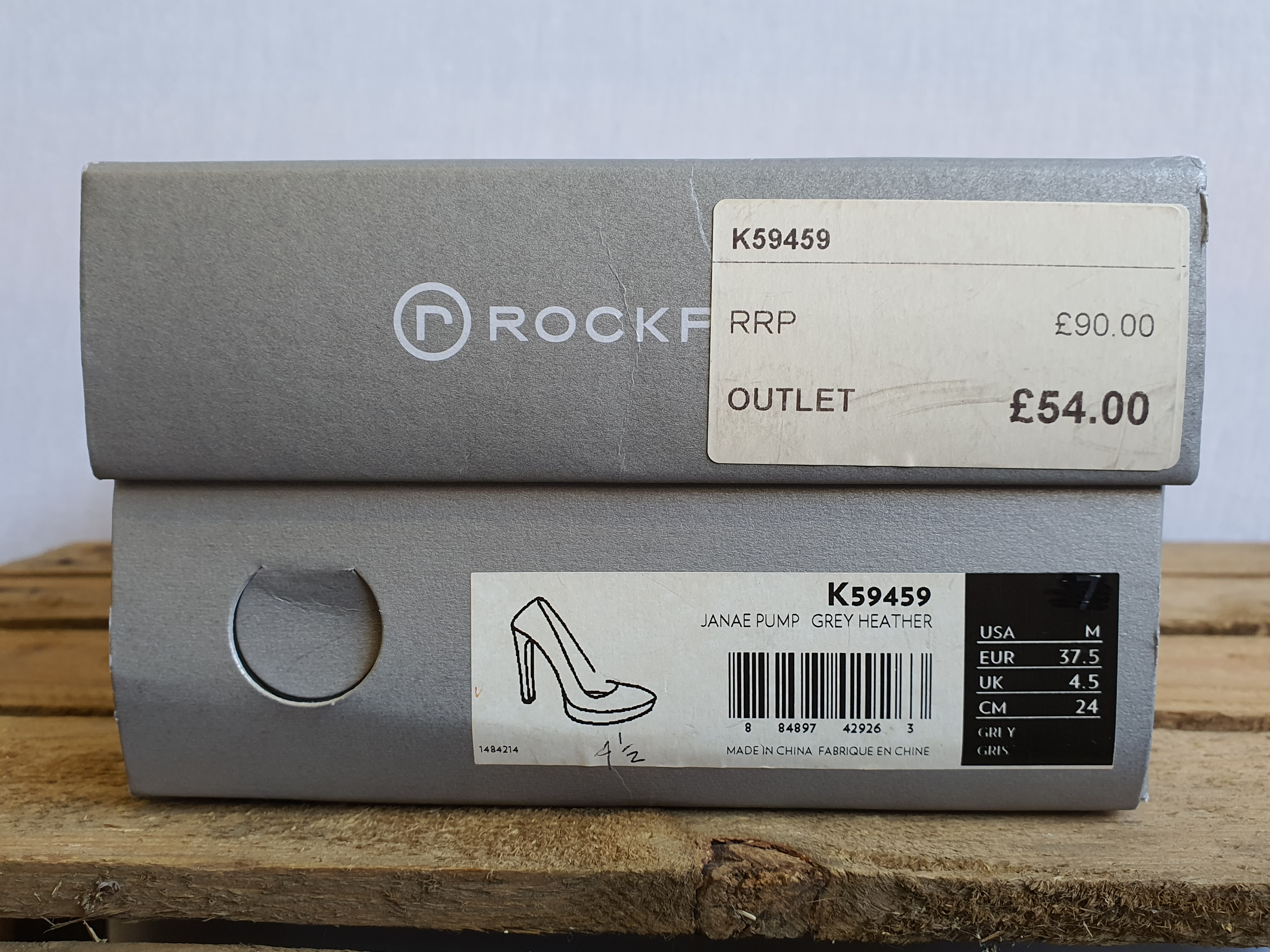 ROCKPORT Grey Heather 4" Heels Size UK 4.5- NEW
