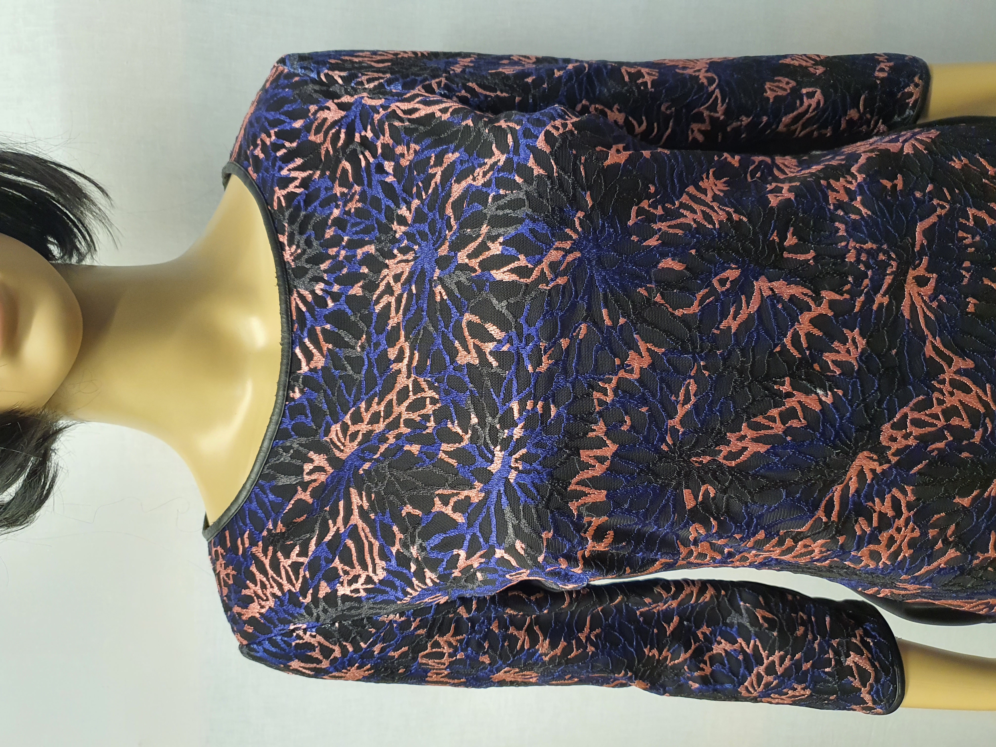REISS Blue and Pink Black Overlay Dress Size UK10