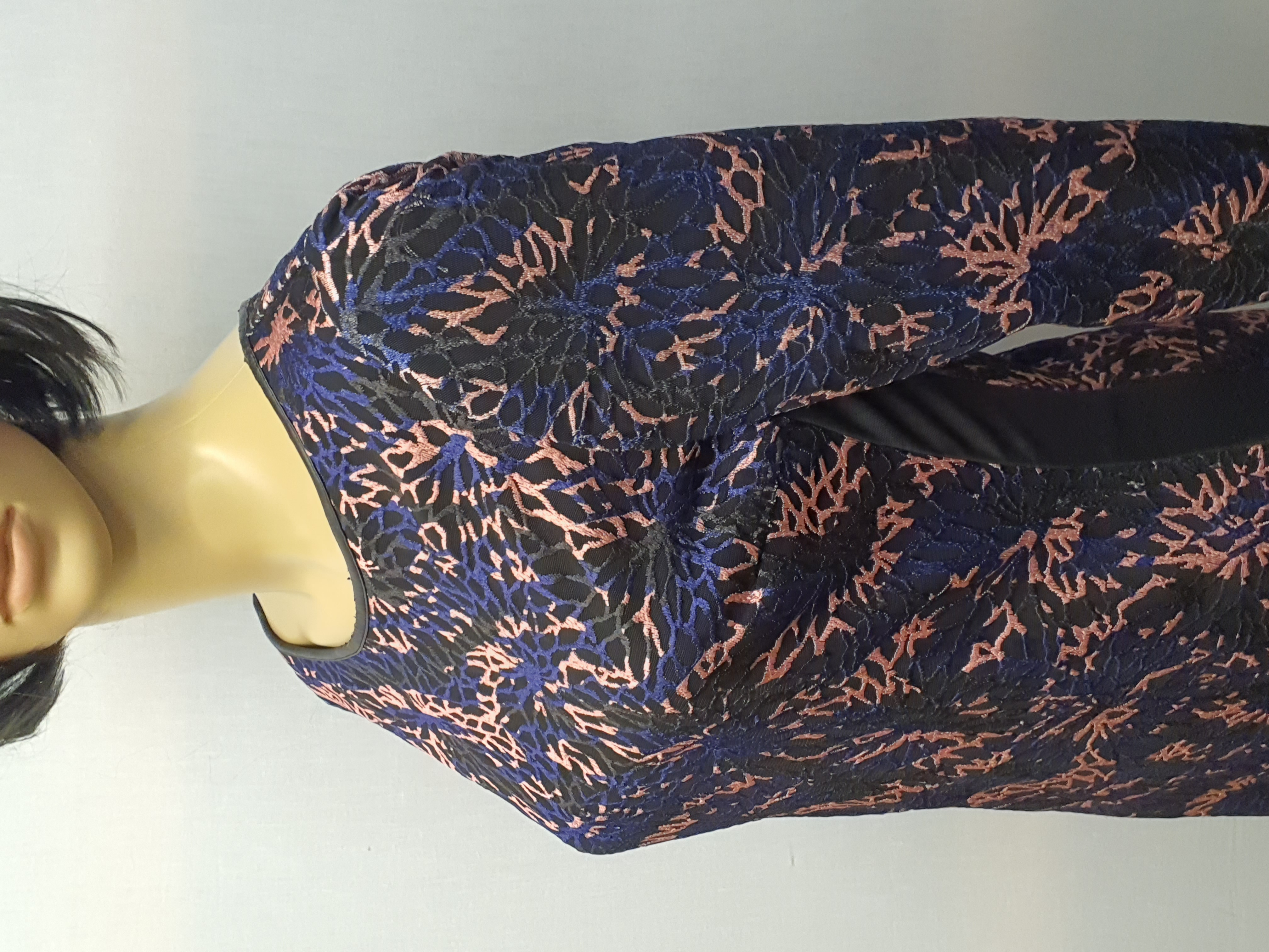 REISS Blue and Pink Black Overlay Dress Size UK10