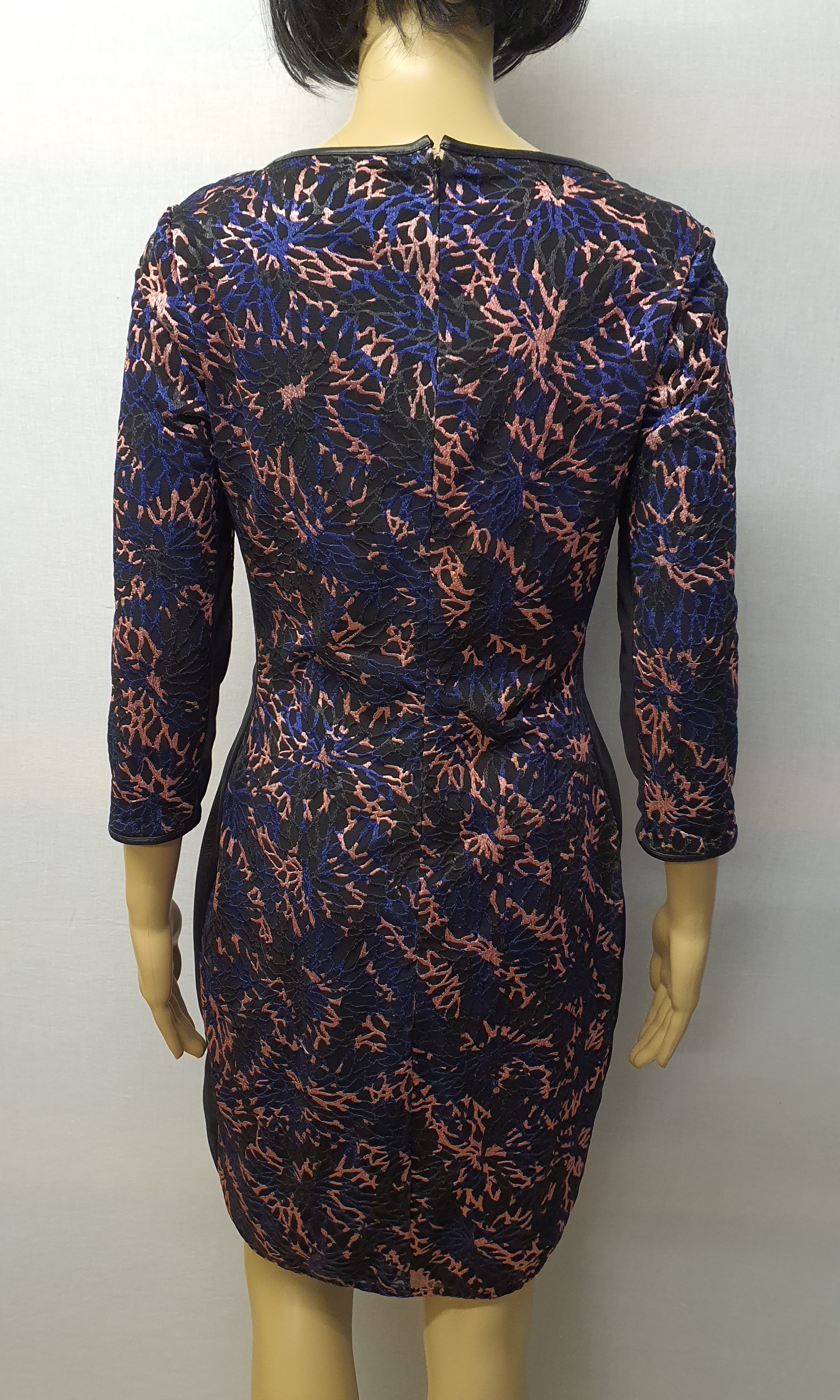 REISS Blue and Pink Black Overlay Dress Size UK10